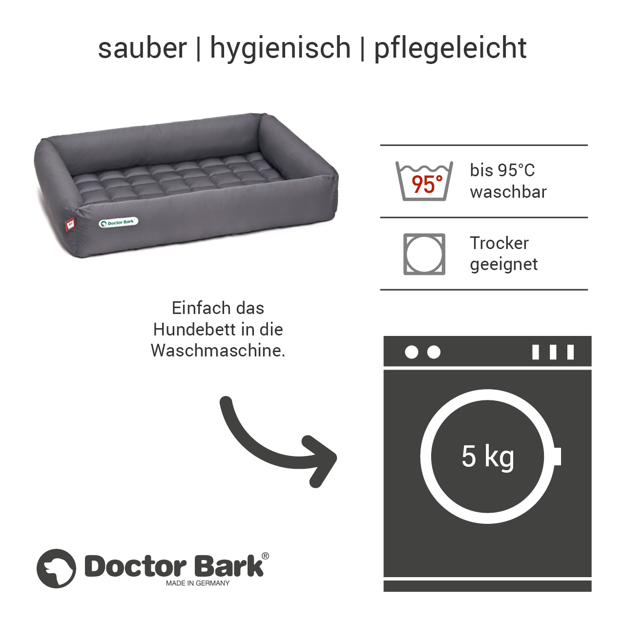 eckiges Doctor Bark Hundebett mit Rand Gr. XL - grau eckiges Doctor Bark Hundebett mit Rand Gr. XL - grau