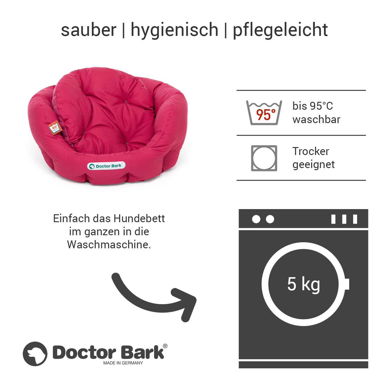 rundes Hundebett mit orthopädischem Wendekissen Doctor Bark Gr. S - hot pink rundes Hundebett mit orthopädischem Wendekissen Doctor Bark Gr. S - hot pink