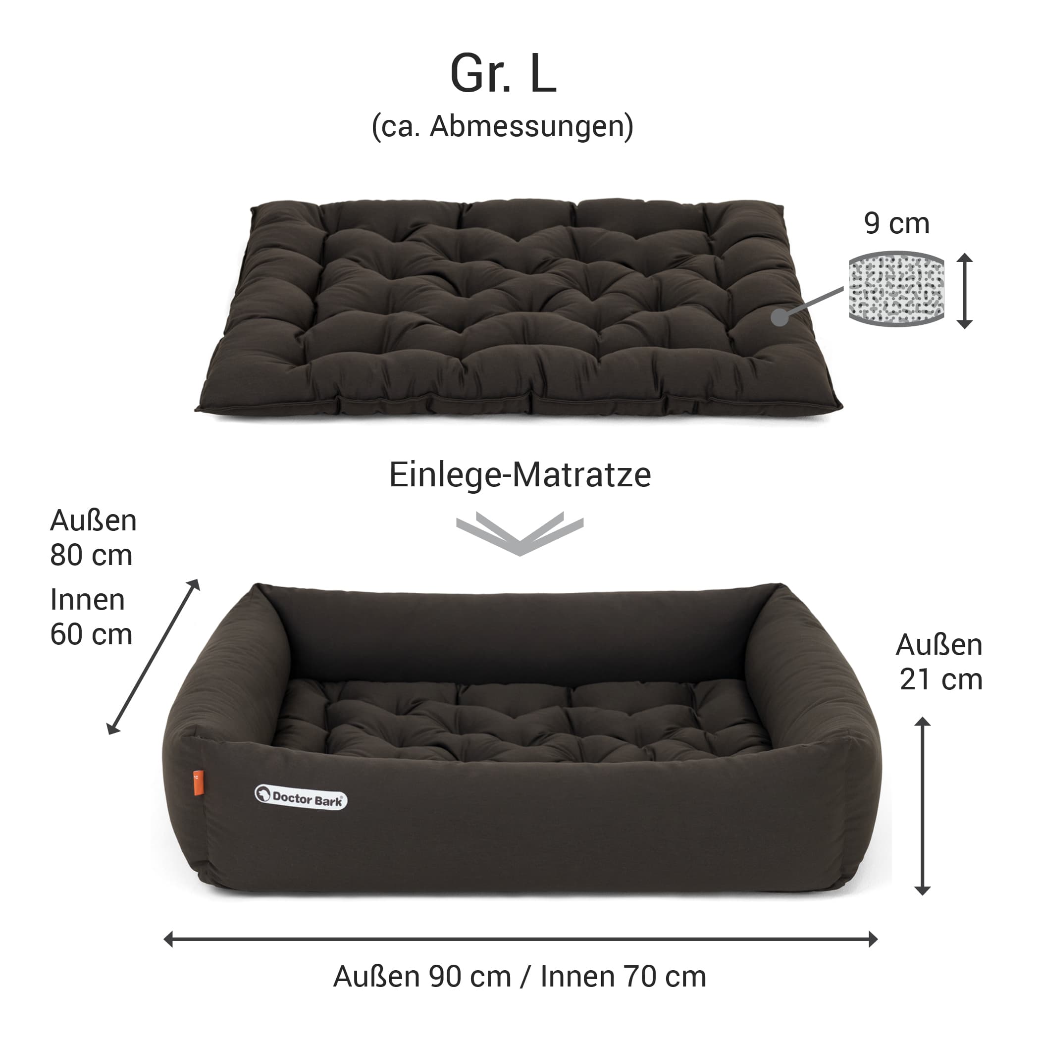 Orthopädisches Hundebett | Braun | L