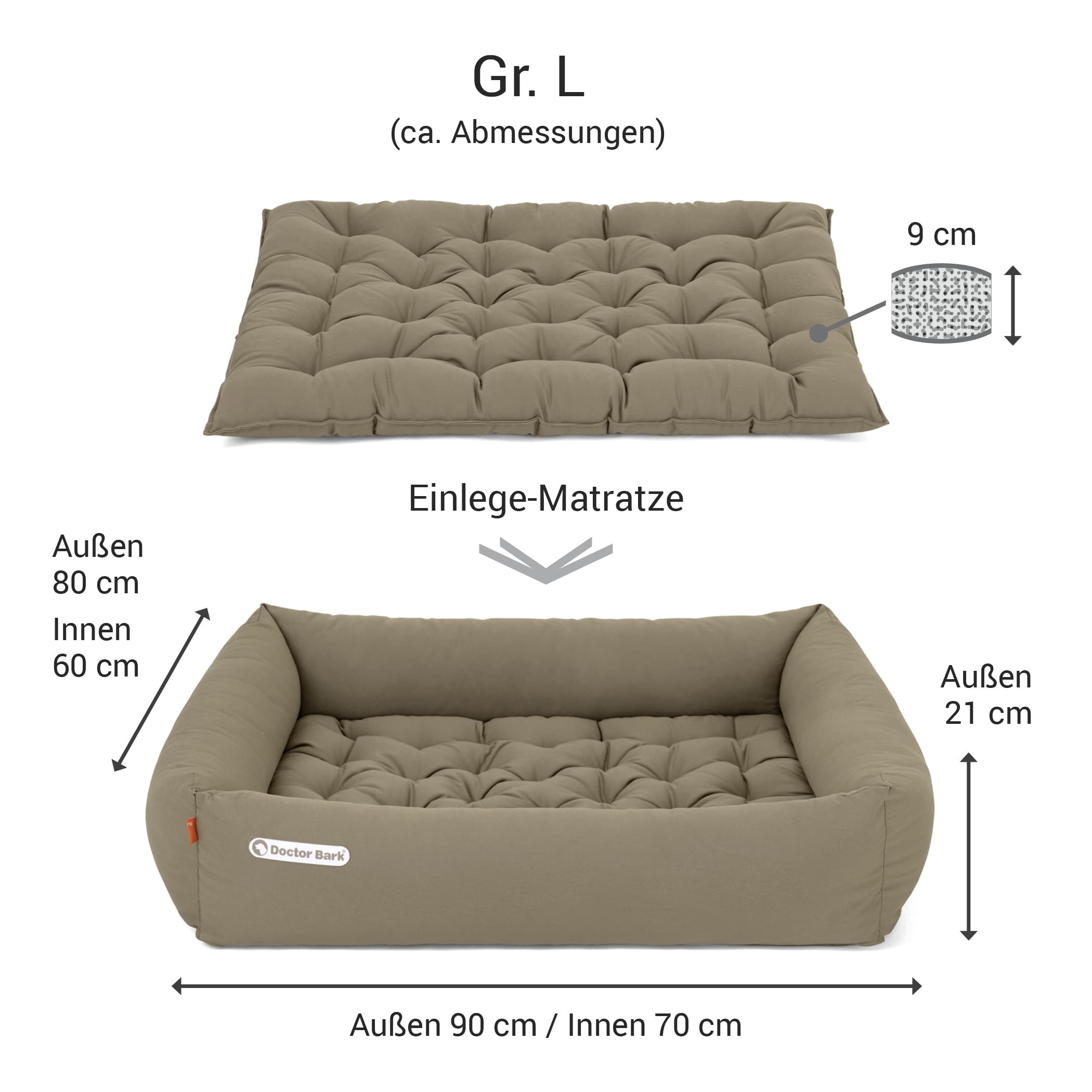 Orthopädisches Hundebett | Goldbraun | L