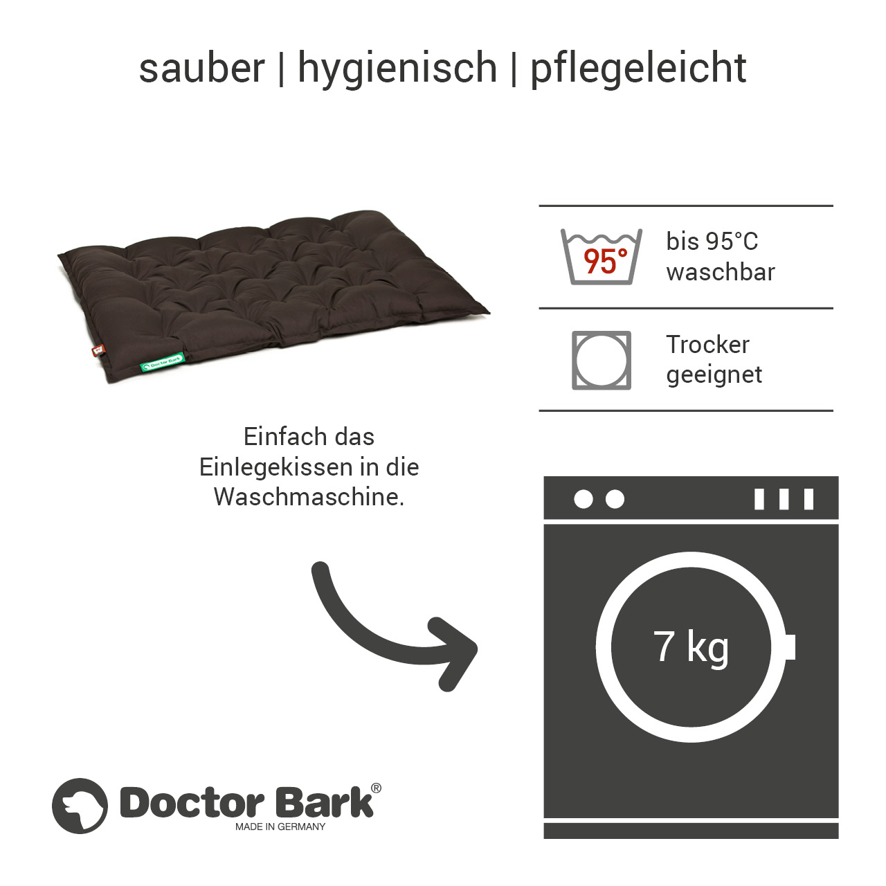 orthopädisches Einlegekissen für Doctor Bark Hundebett Gr. XL - braun