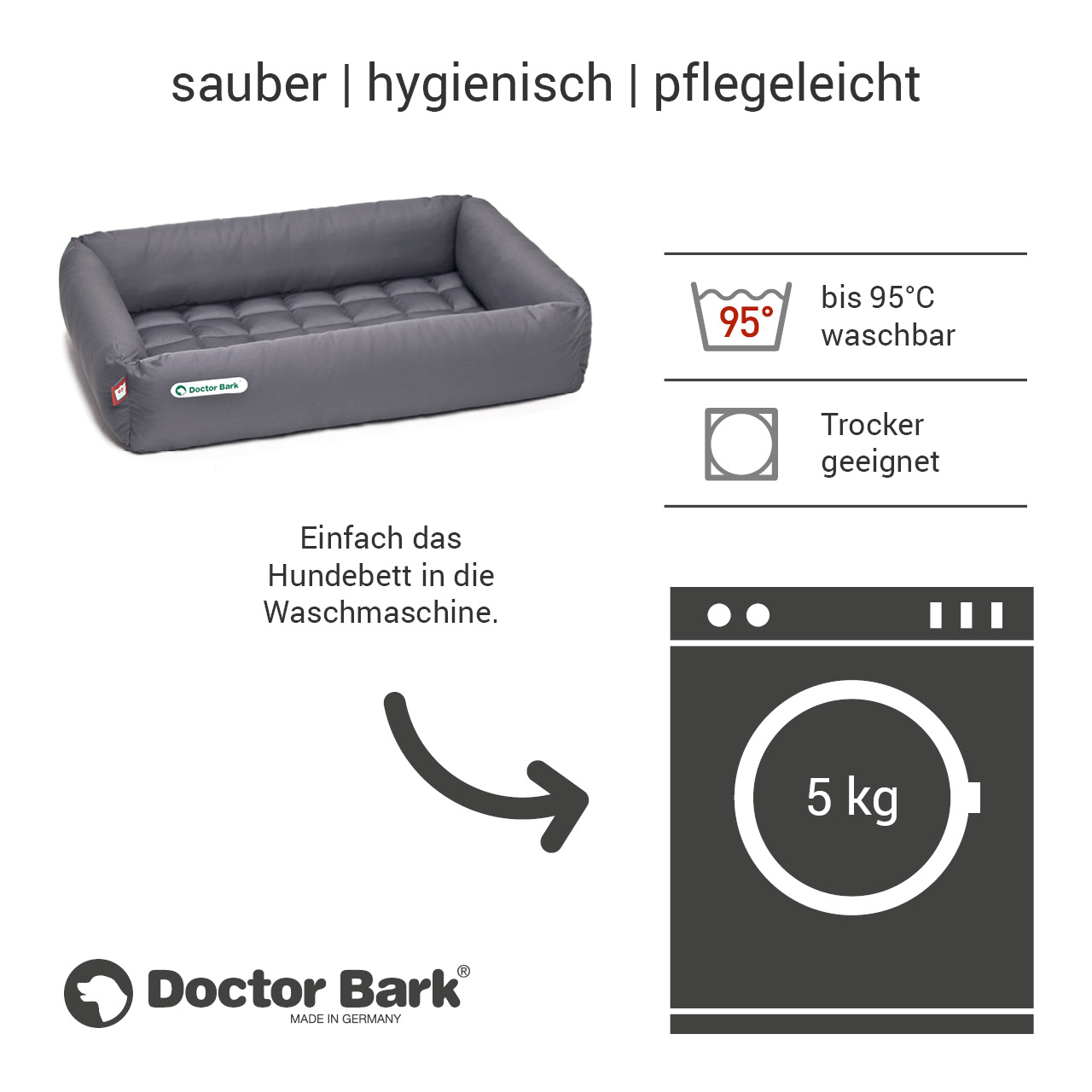 eckiges Doctor Bark Hundebett mit Rand Gr. L - grau eckiges Doctor Bark Hundebett mit Rand Gr. L - grau