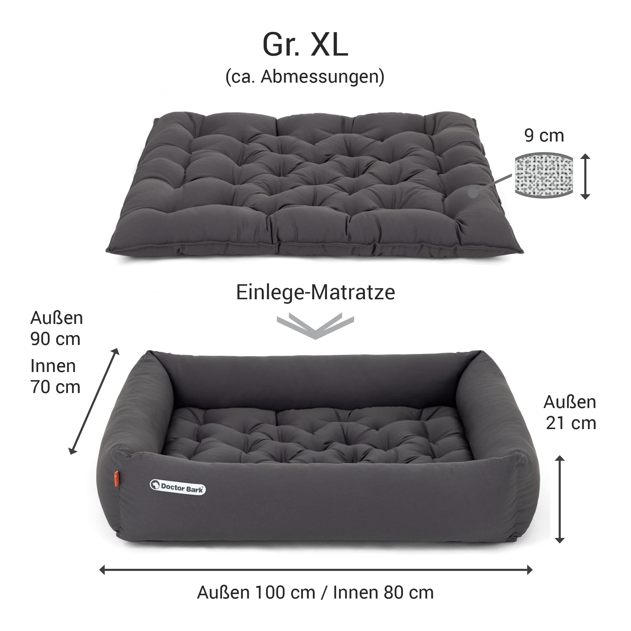 Orthopädisches Hundebett | Grau | XL