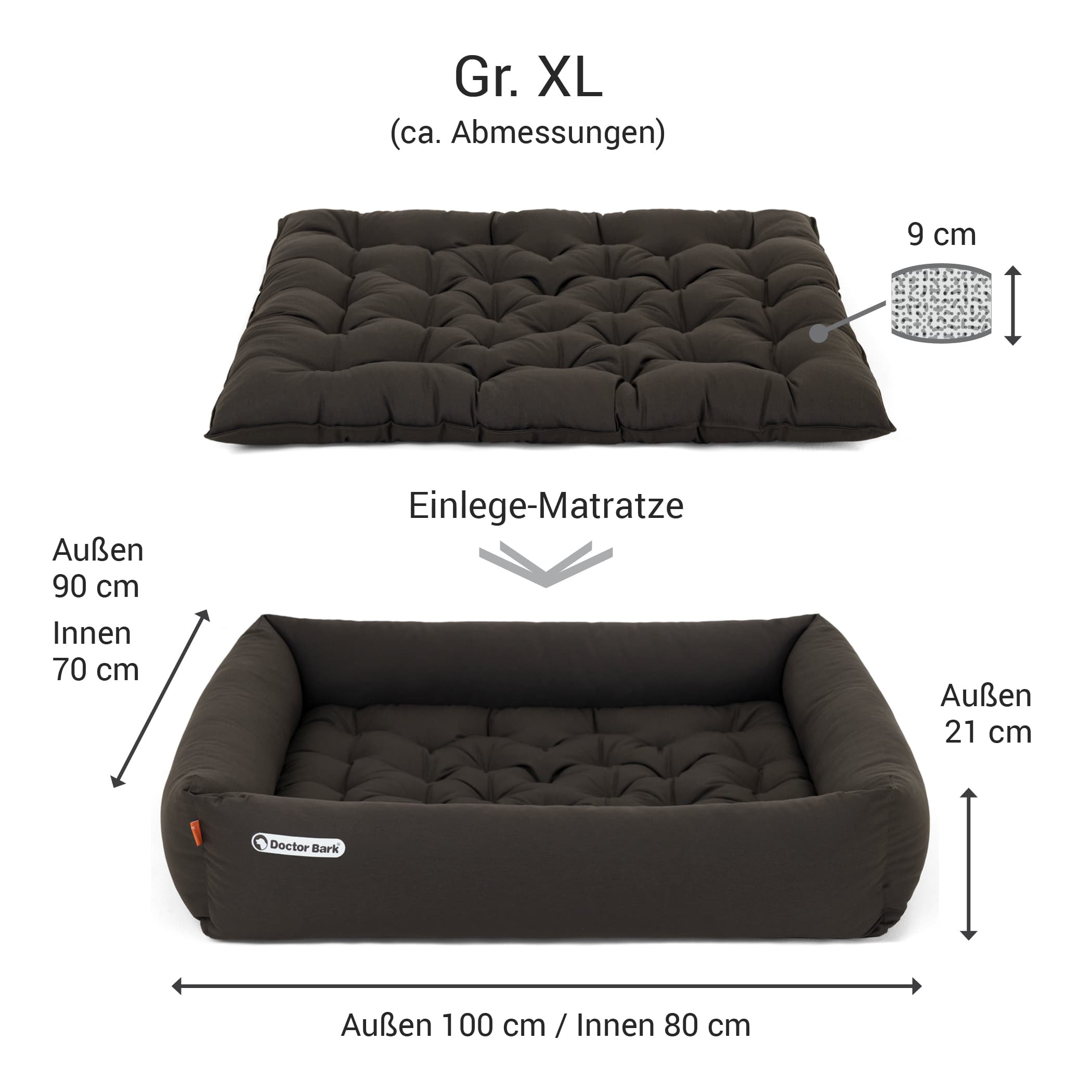 Orthopädisches Hundebett | Braun | XL