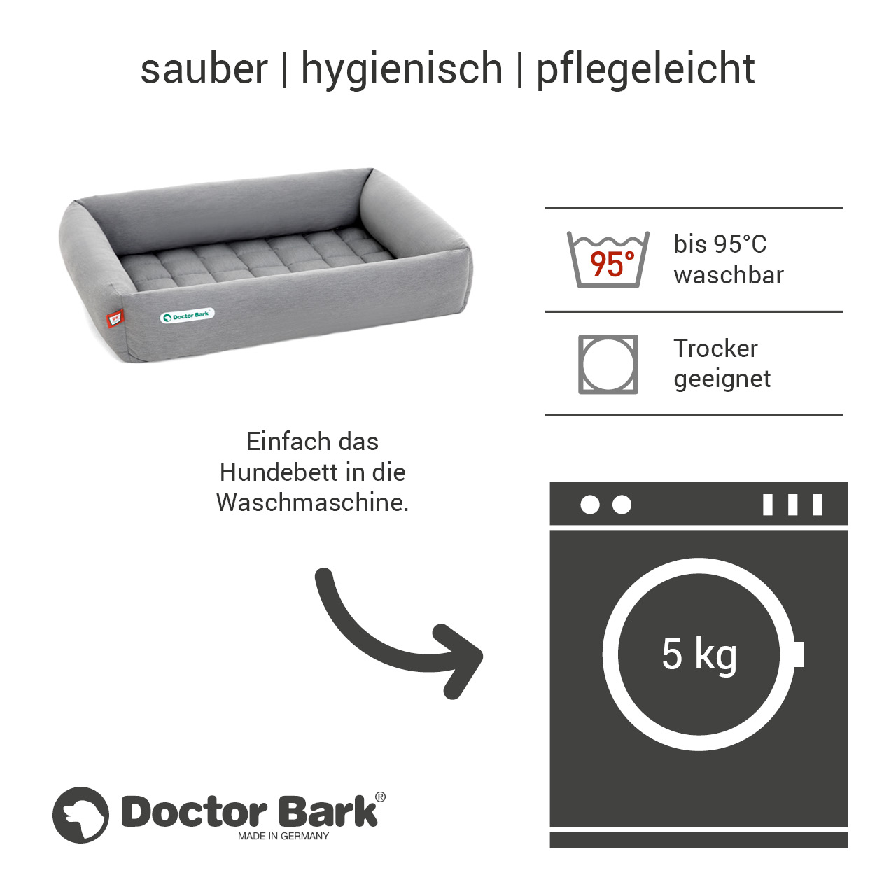 eckiges Doctor Bark Hundebett mit Rand Gr. L - hellgrau eckiges Doctor Bark Hundebett mit Rand Gr. L - hellgrau