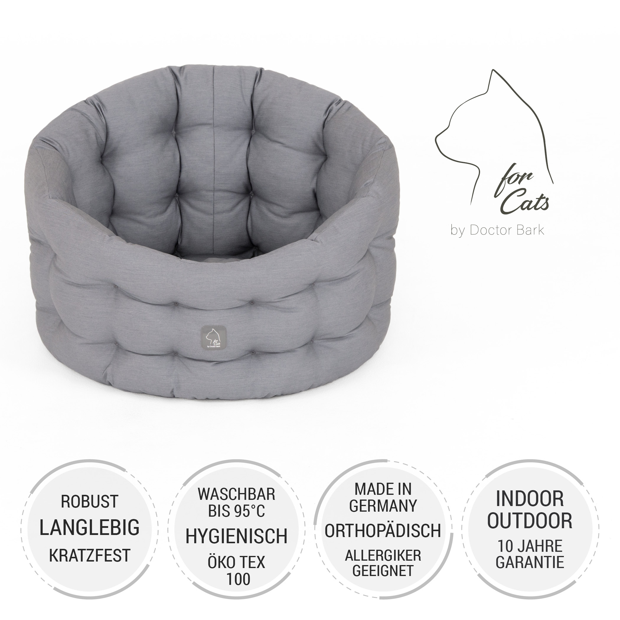 Katzenbett Deluxe | Kater | Hellgrau