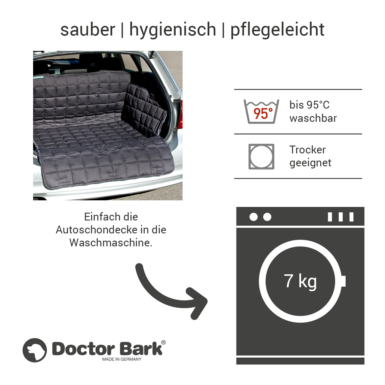 Doctor Bark - Kofferraum Hunde Autoschondecke All-Side Gr. M/L - grau
