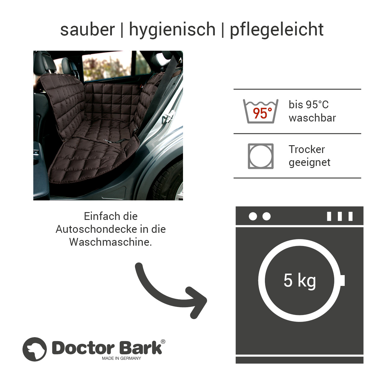Doctor Bark - Autoschondecke für Hunde - Rückbank 2-Sitz Gr. L - braun