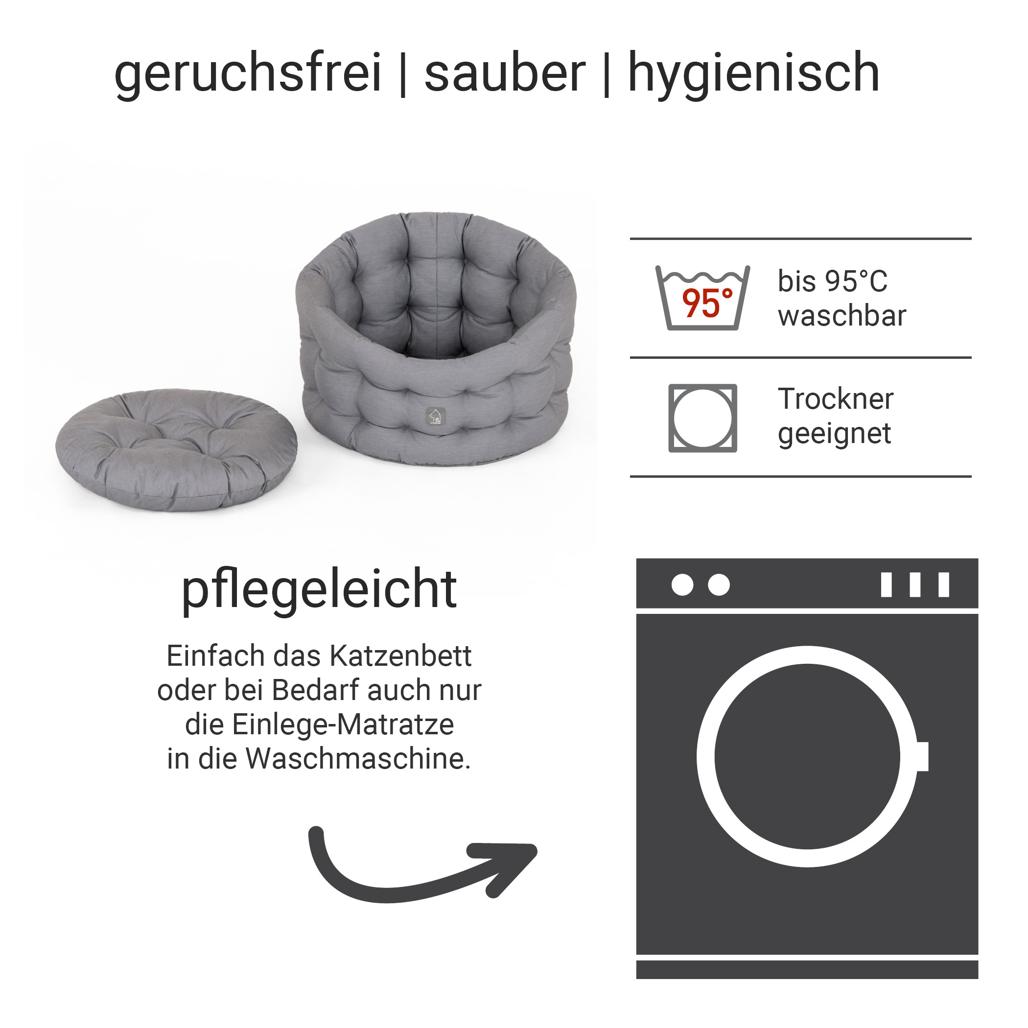 Katzenbett Deluxe | Kater | Hellgrau