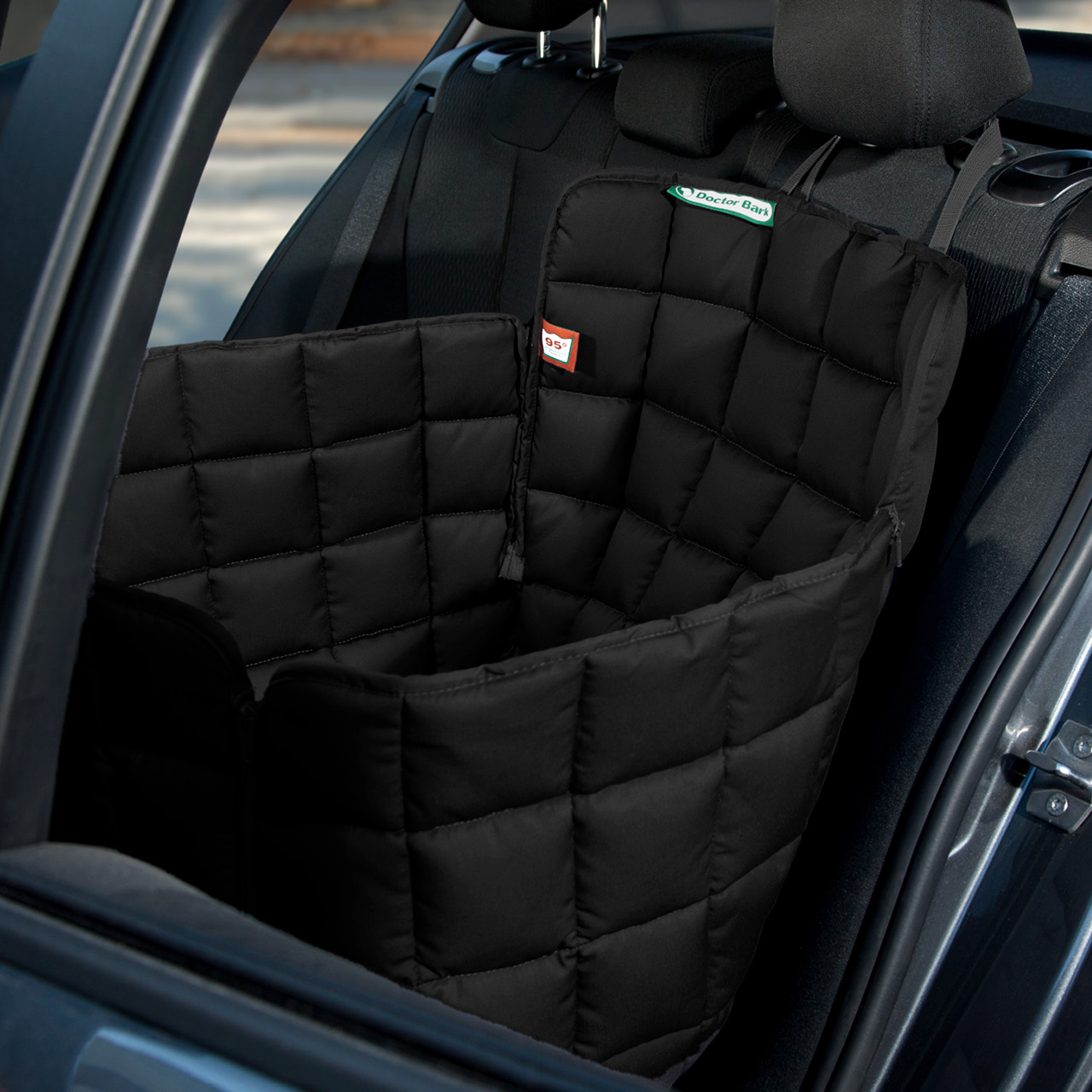 All-Side Schutz mit Reißverschluss für alle PKWs und SUVs Doctor Bark Hunde 3-Sitz-Autoschondecke für die Rücksitzbank S in Braun