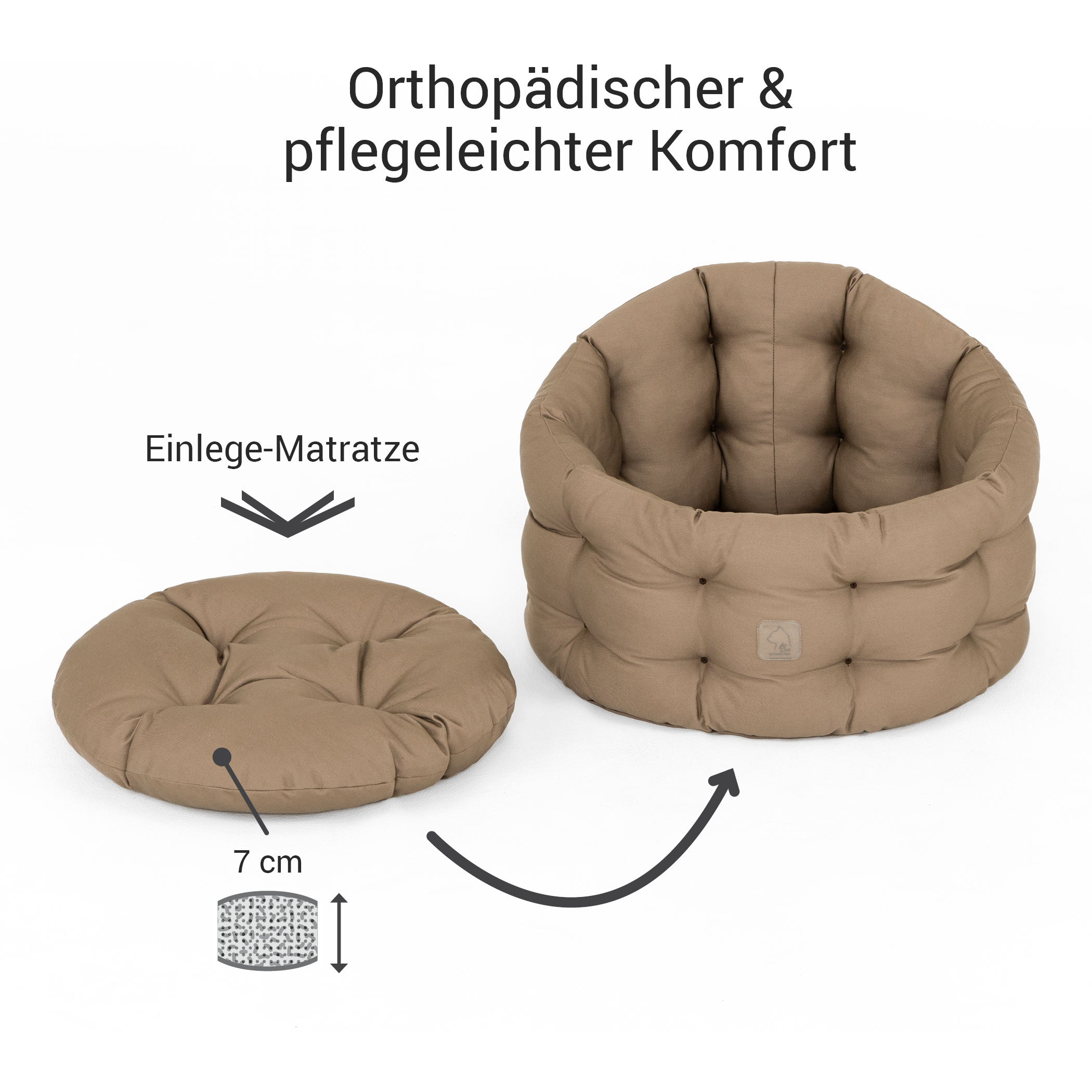 Deluxe Bett für die Katze | Goldbraun