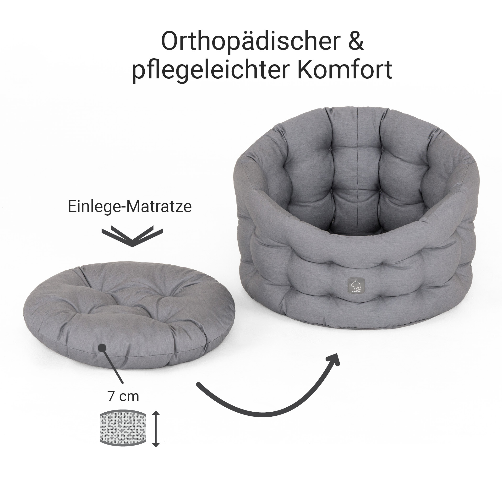 Katzenbett Deluxe | Kater | Hellgrau