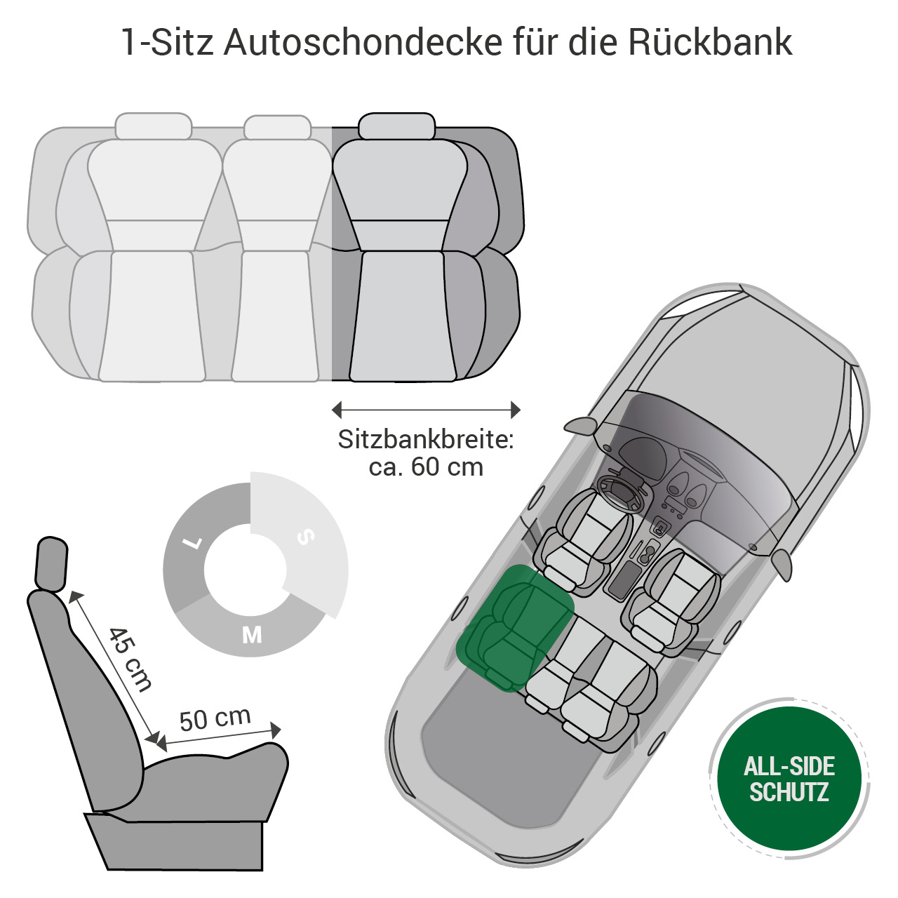 Doctor Bark - Autoschondecke für Hunde - Rückbank 1-Sitz Gr. S - braun