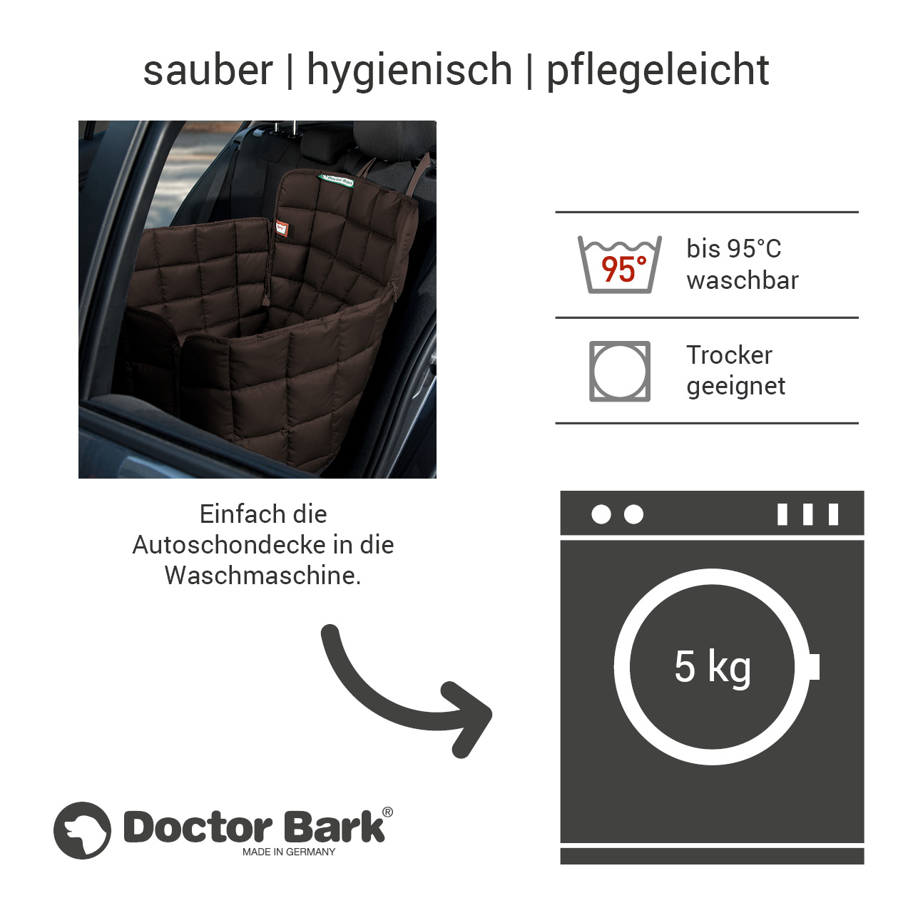 Doctor Bark - Autoschondecke für Hunde - Rückbank 1-Sitz Gr. S - braun