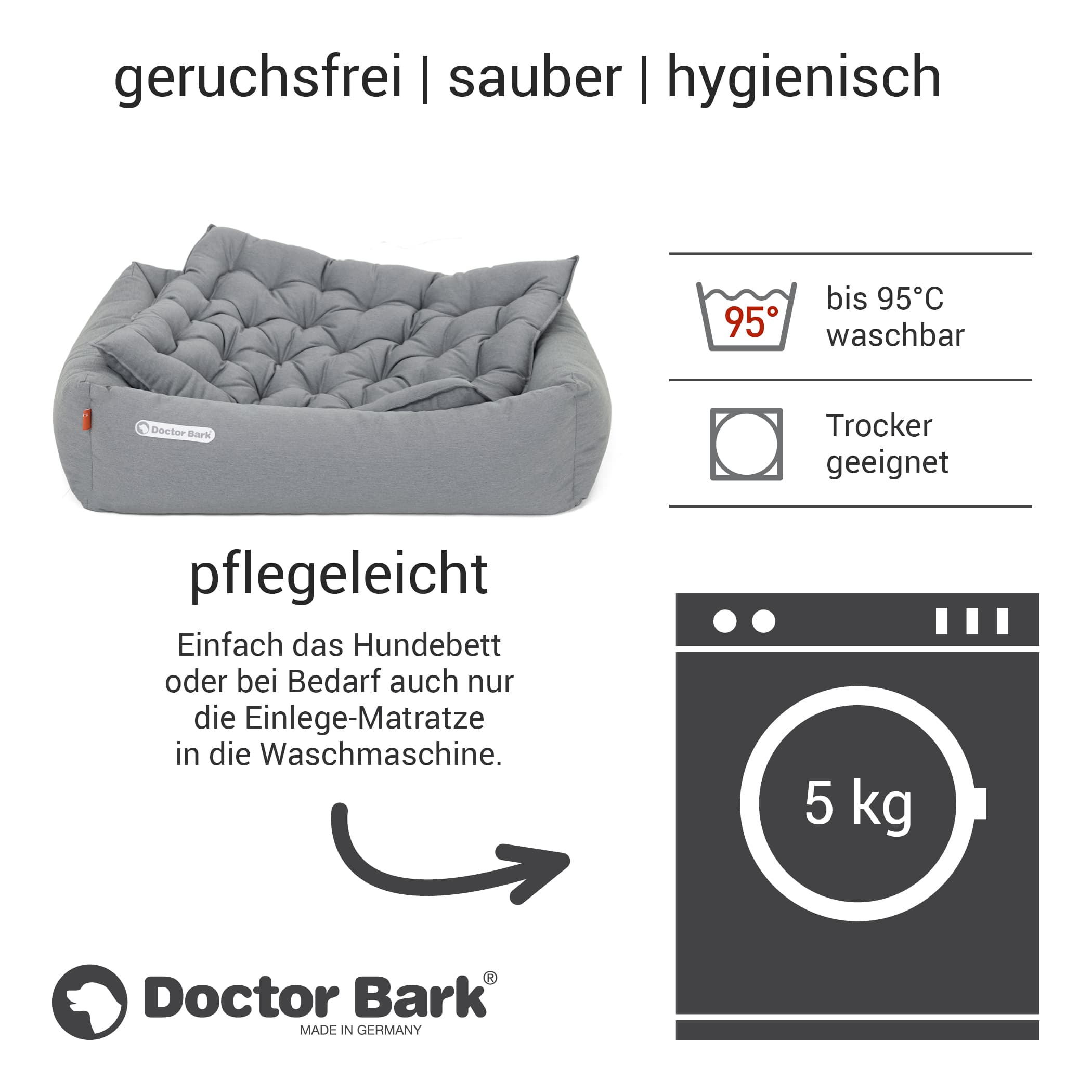 Orthopädisches Hundebett | Hellgrau | M