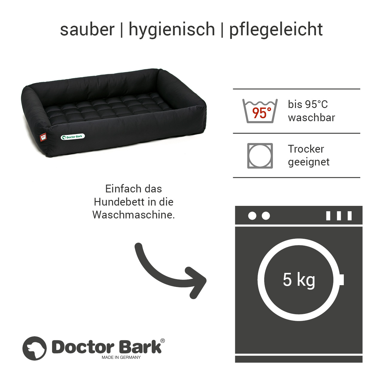 eckiges Doctor Bark Hundebett mit Rand Gr. XL - schwarz eckiges Doctor Bark Hundebett mit Rand Gr. XL - schwarz