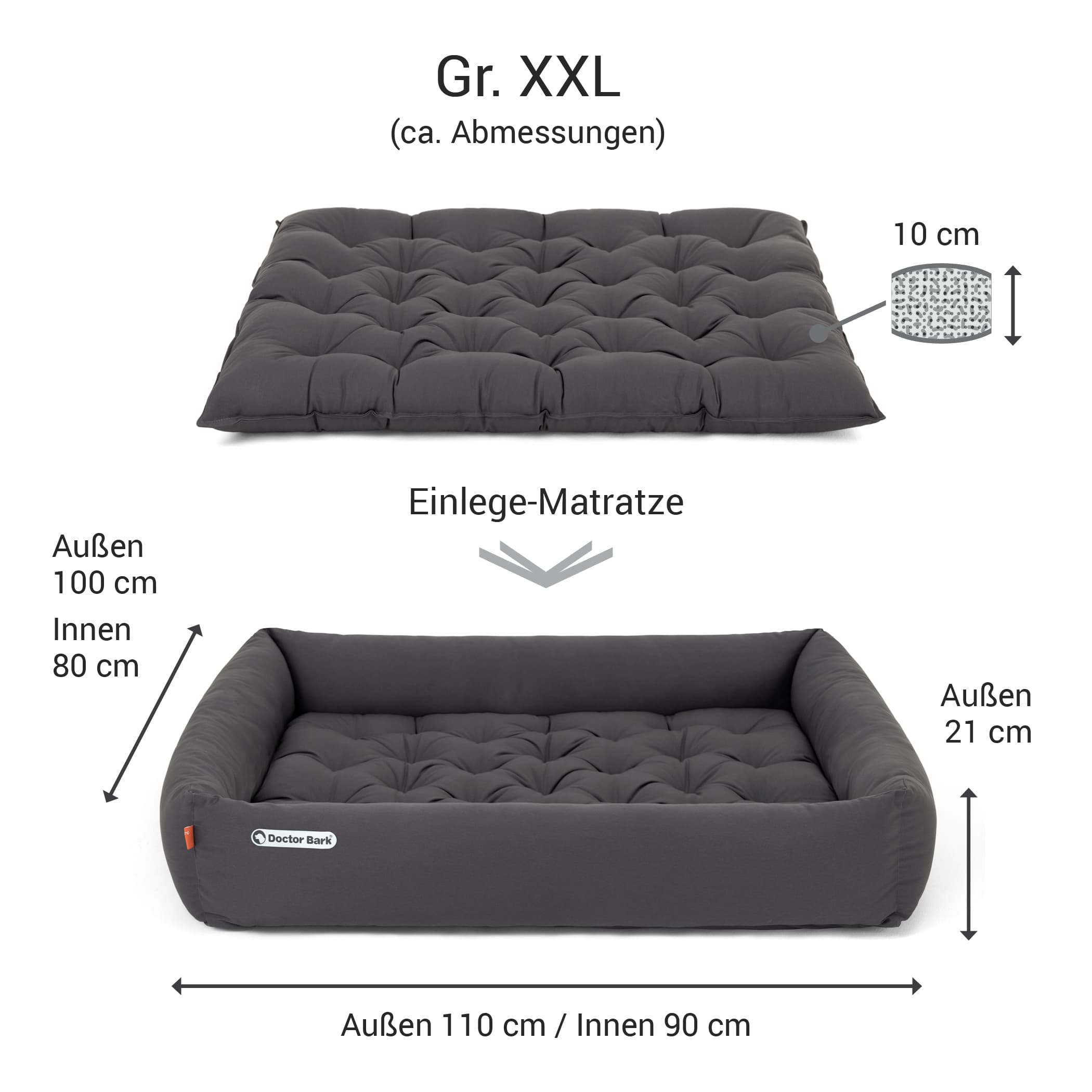 Orthopädisches Hundebett | Grau | XXL