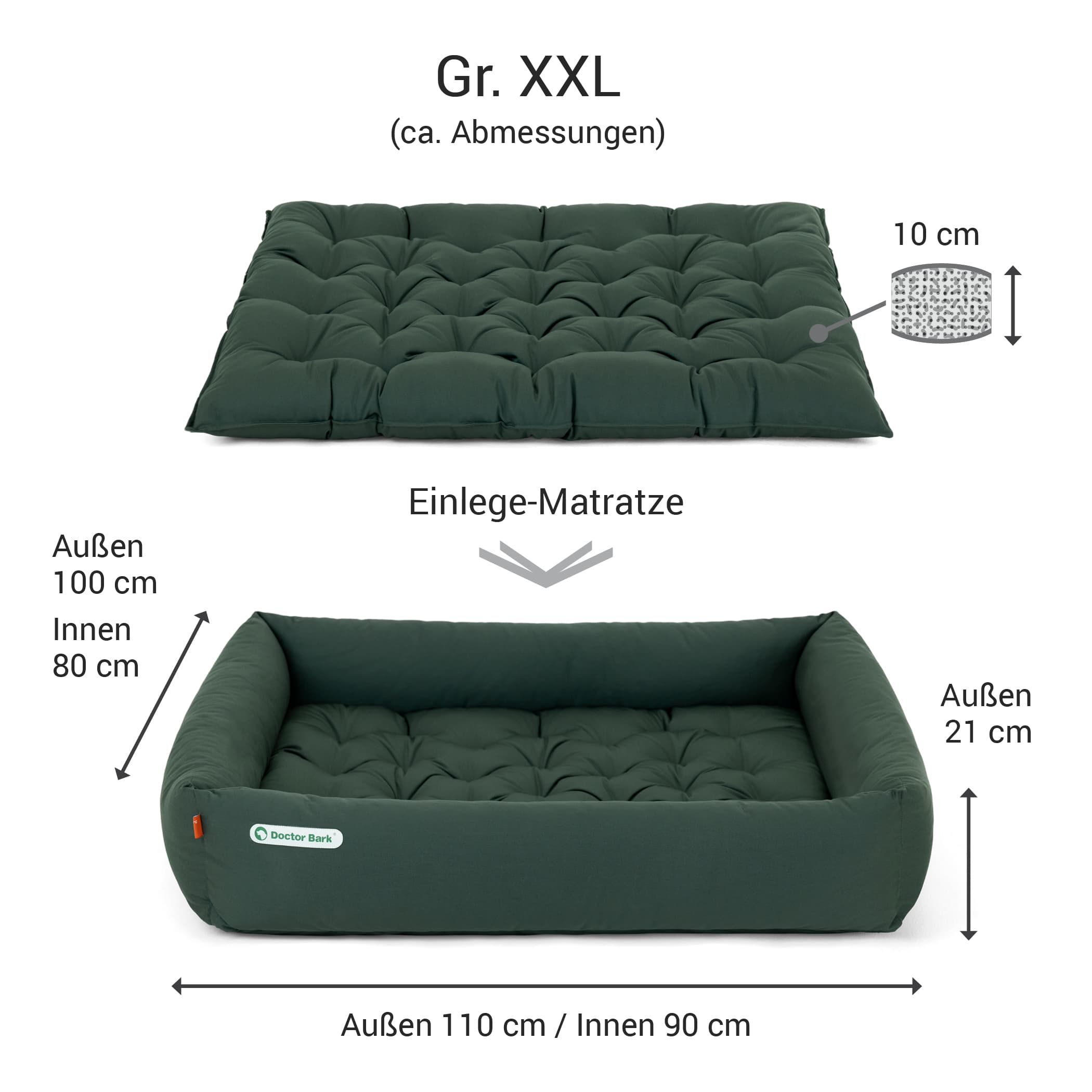 Orthopädisches Hundebett | Grün | XXL