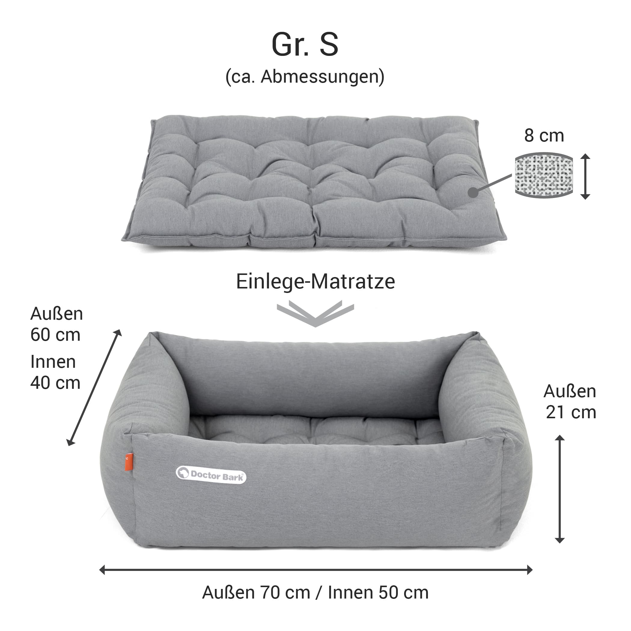 Orthopädisches Hundebett | Hellgrau | S