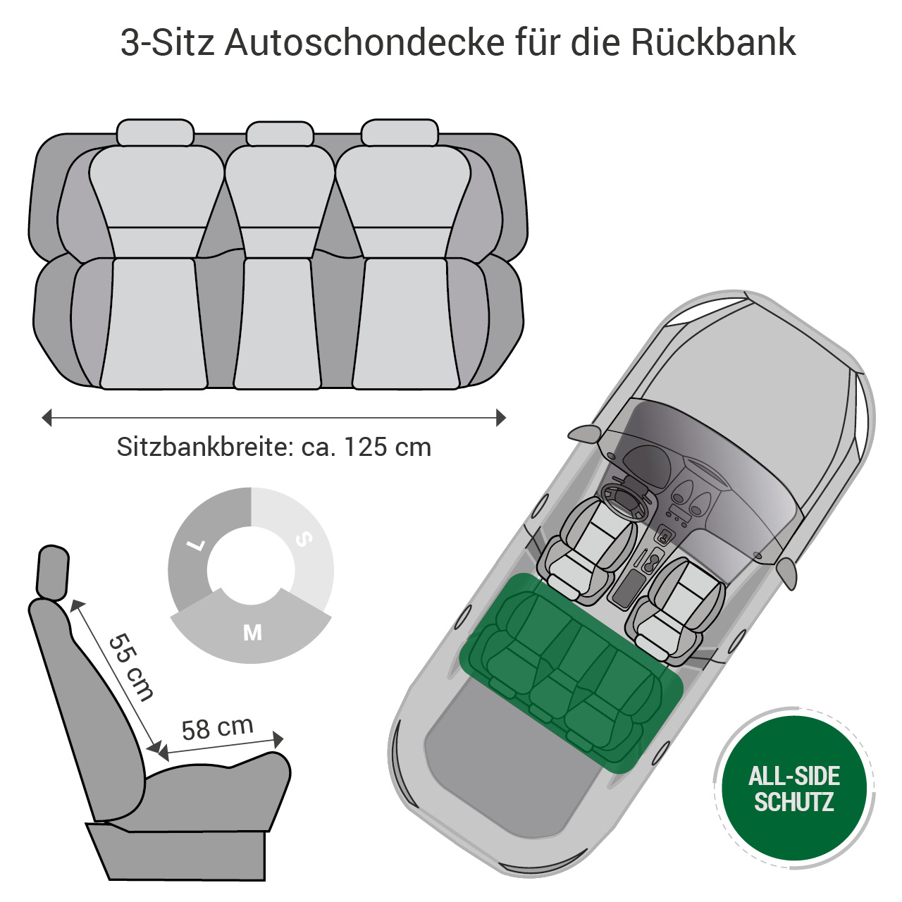 Doctor Bark - Autoschondecke für Hunde - Rückbank 3-Sitz Gr. M - braun