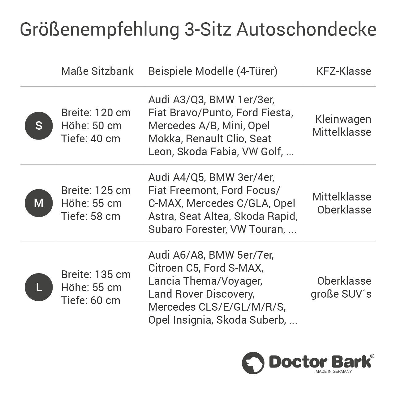 Doctor Bark - Autoschondecke für Hunde - Rückbank 3-Sitz Gr. S - braun