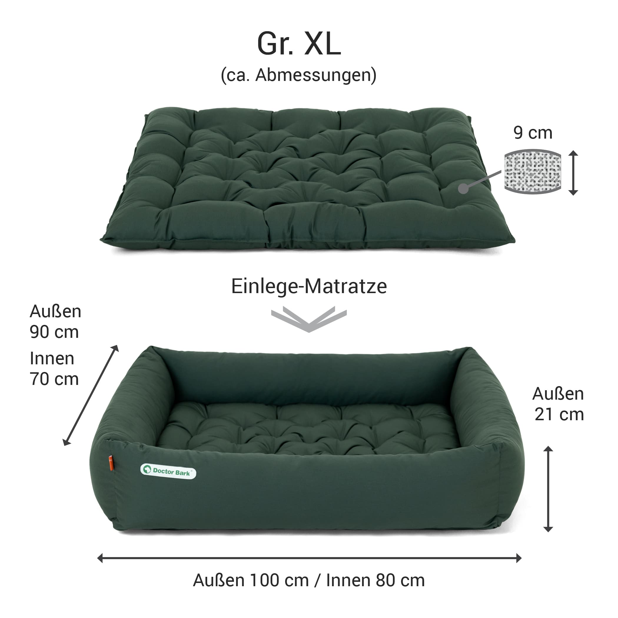 Orthopädisches Hundebett | Grün | XL