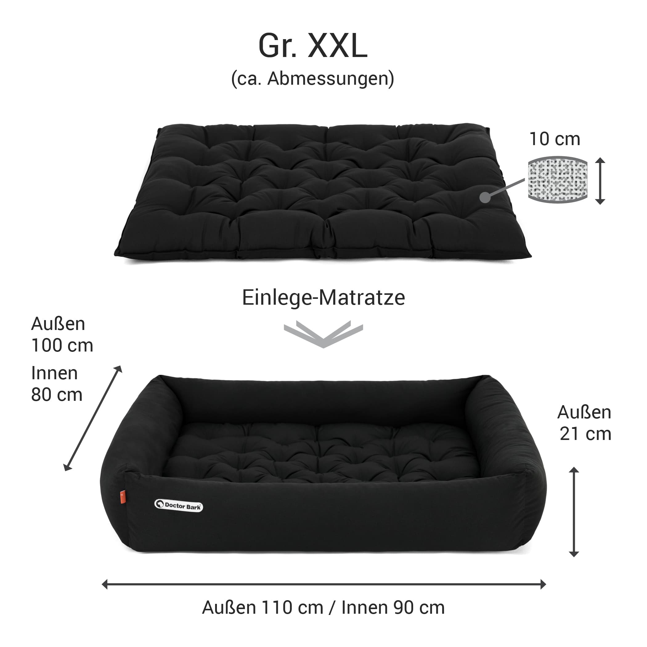 Orthopädisches Hundebett | Schwarz | XXL