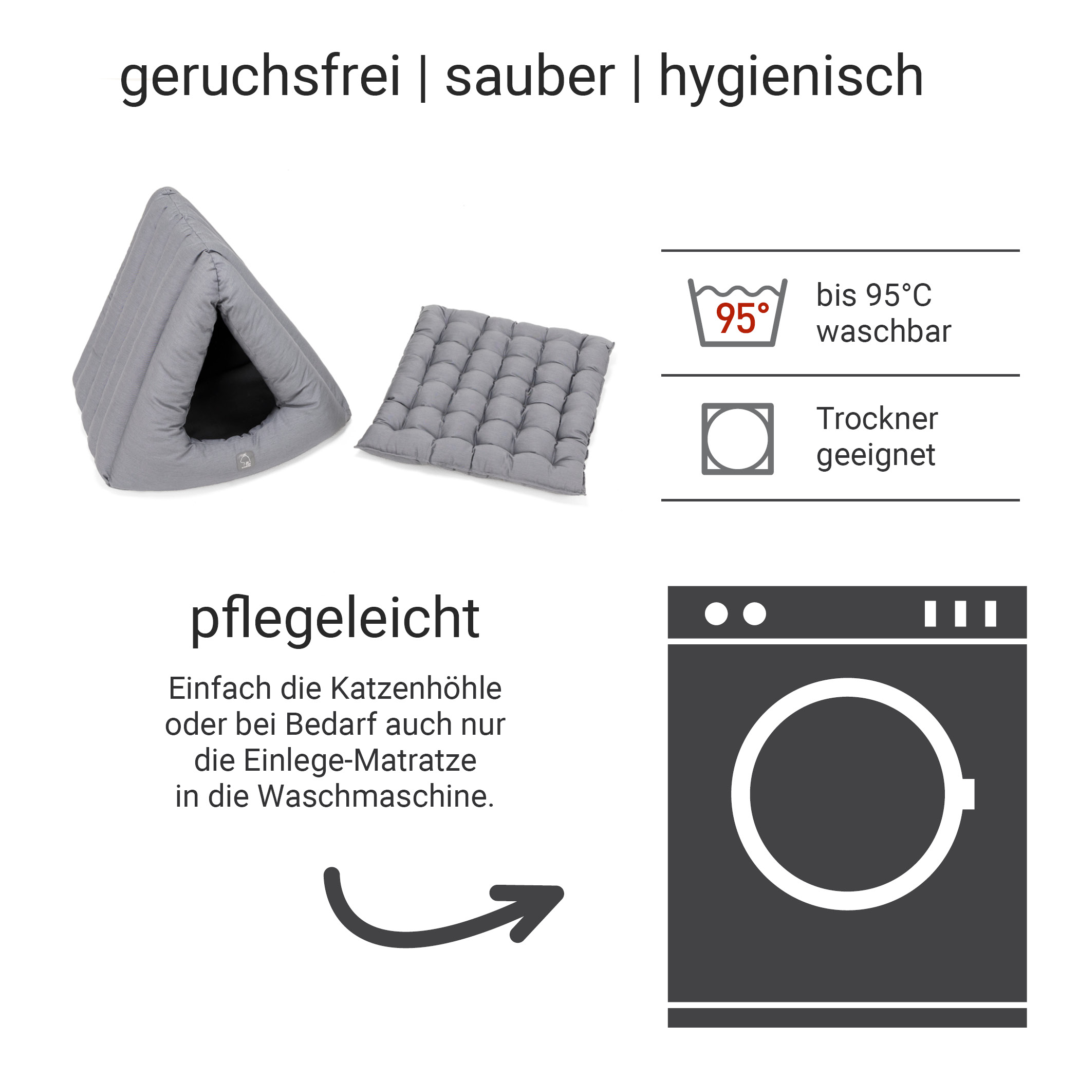 Katzenhöhle Deluxe | Hellgrau