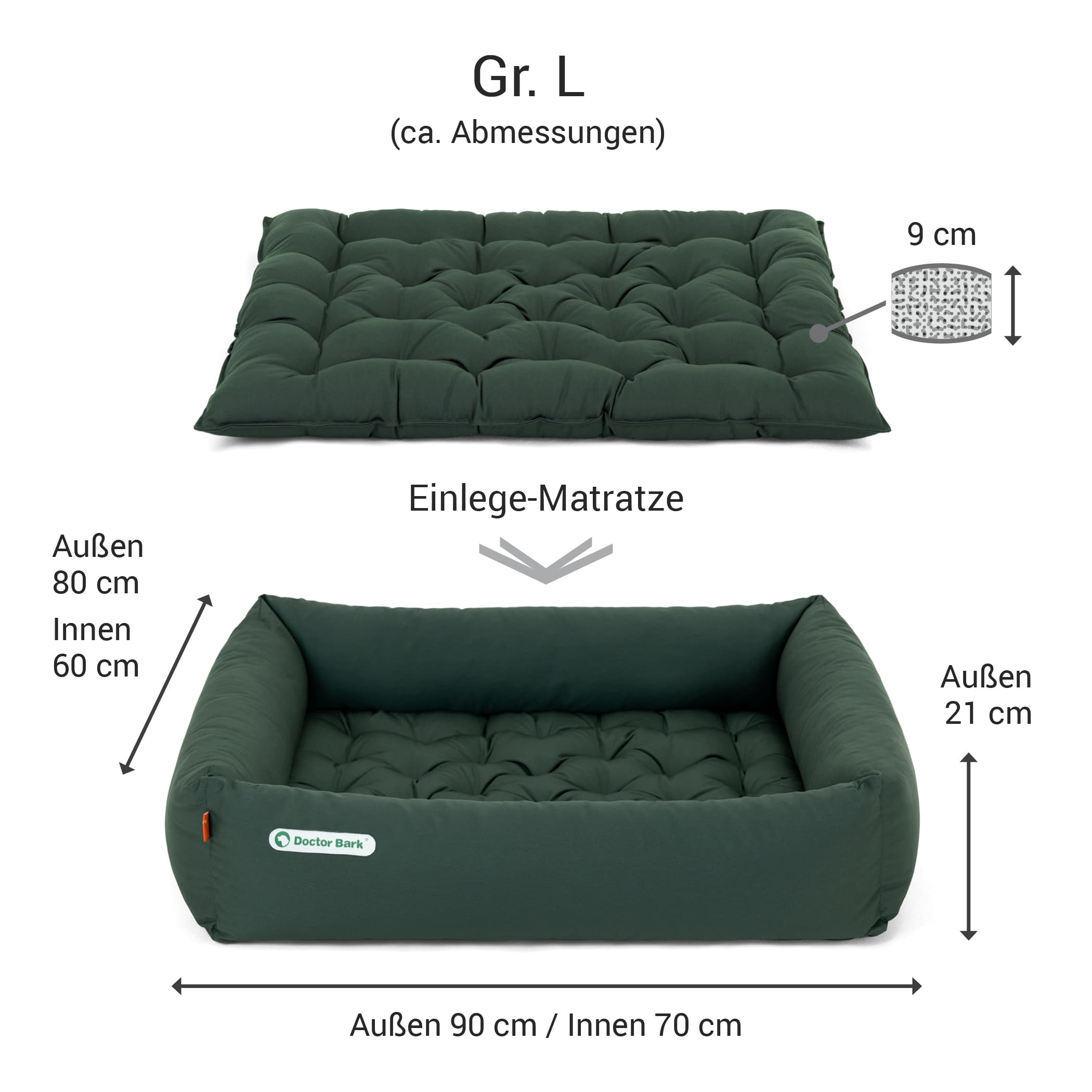 Orthopädisches Hundebett | Grün | L