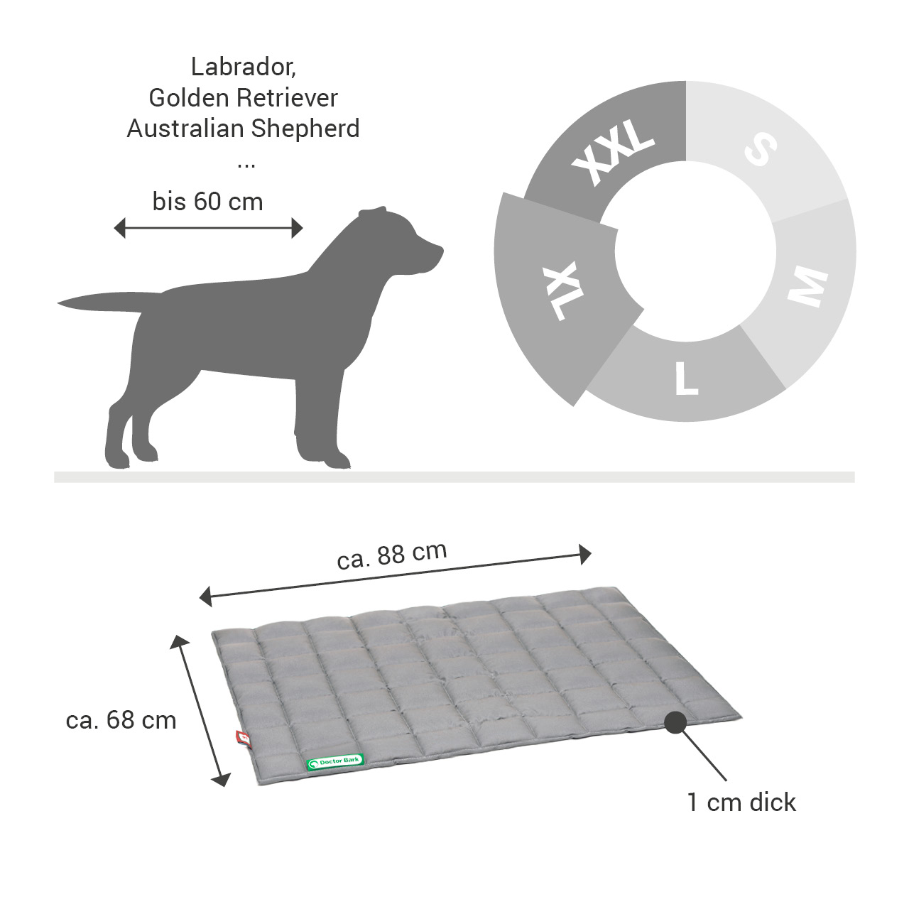 gepolsterte Einlegedecke für Doctor Bark Hundebett Gr. XL - hellgrau