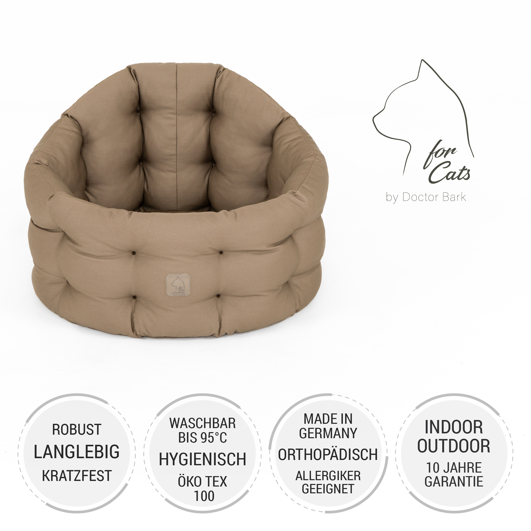 Deluxe Bett für die Katze | Goldbraun