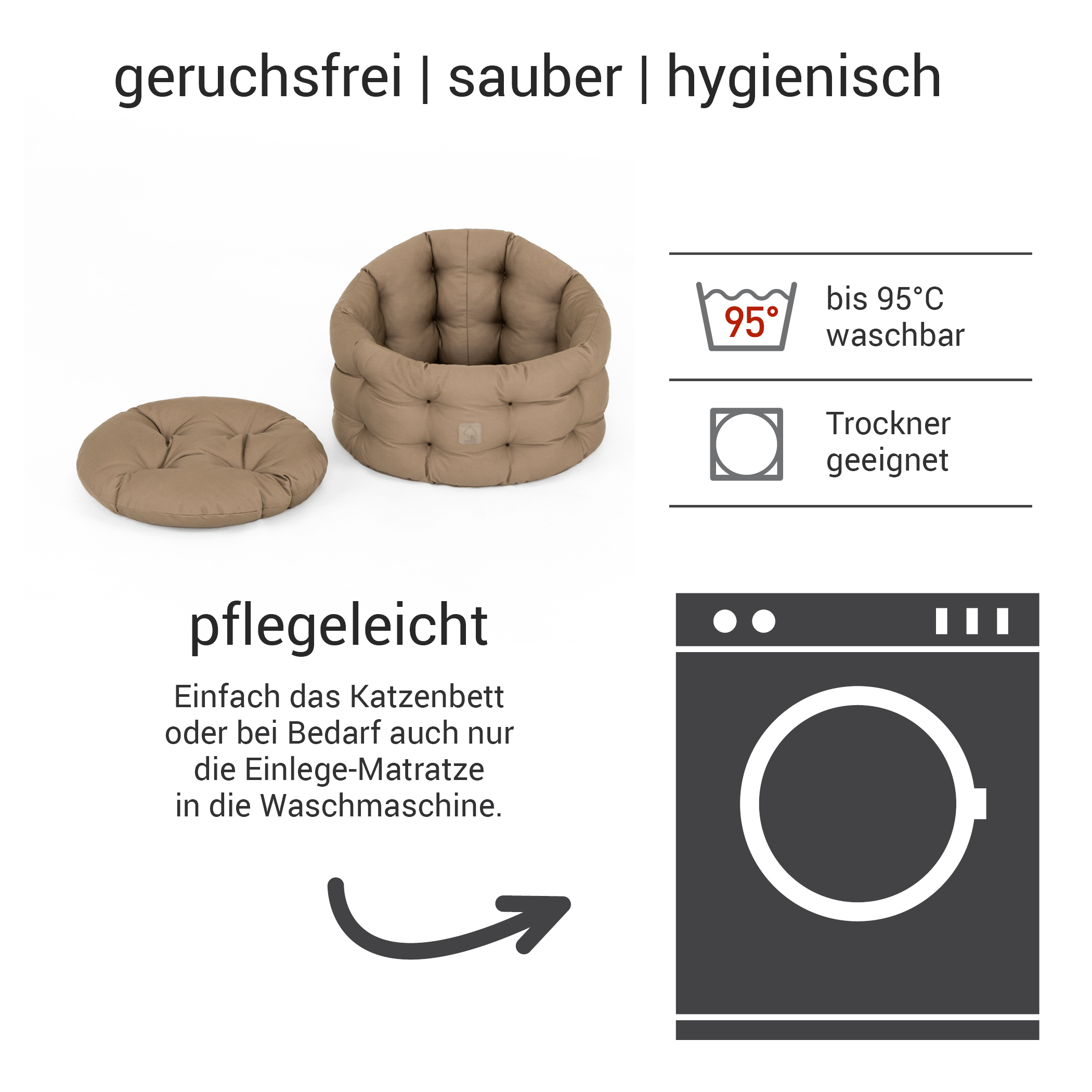 Deluxe Bett für die Katze | Goldbraun