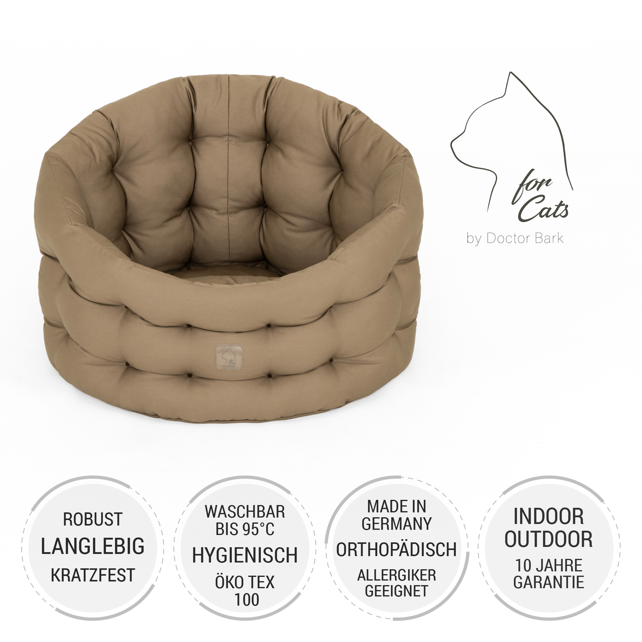 Deluxe Bett für den Kater | Goldbraun
