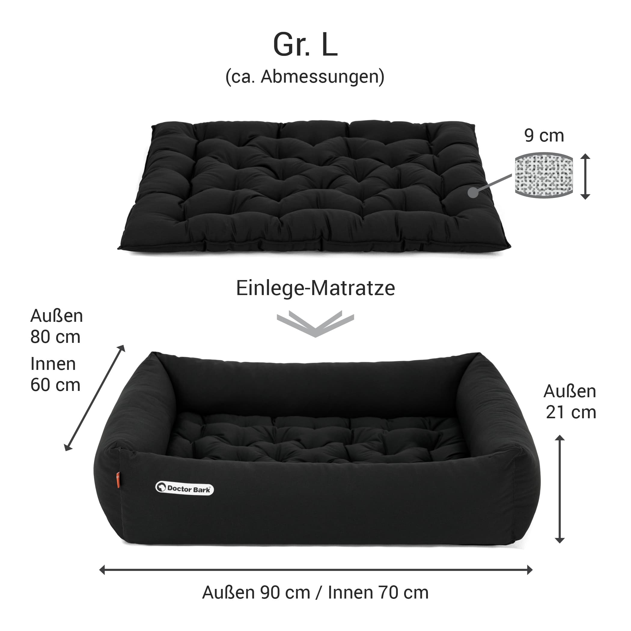 Orthopädisches Hundebett | Schwarz | L