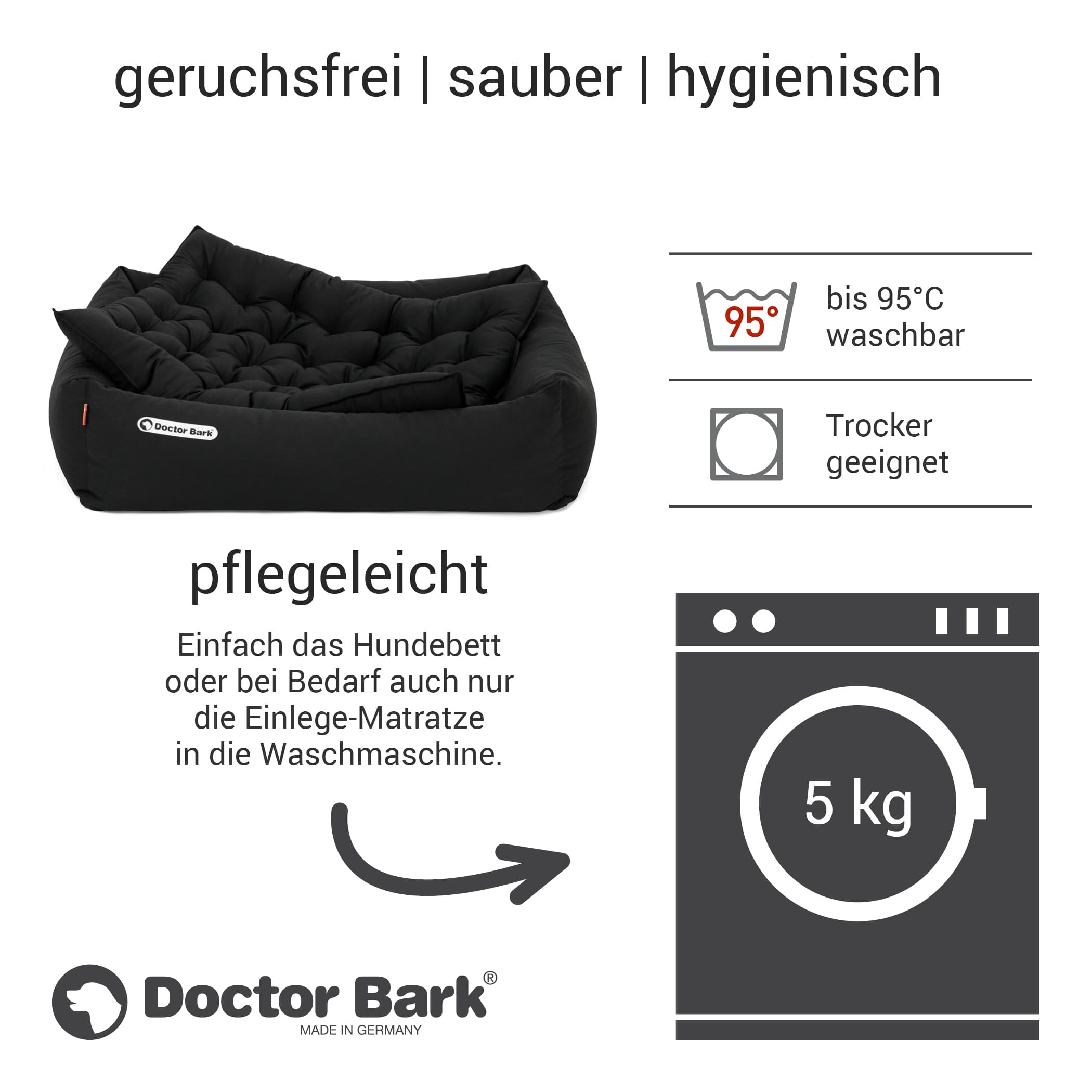 Orthopädisches Hundebett | Schwarz | M