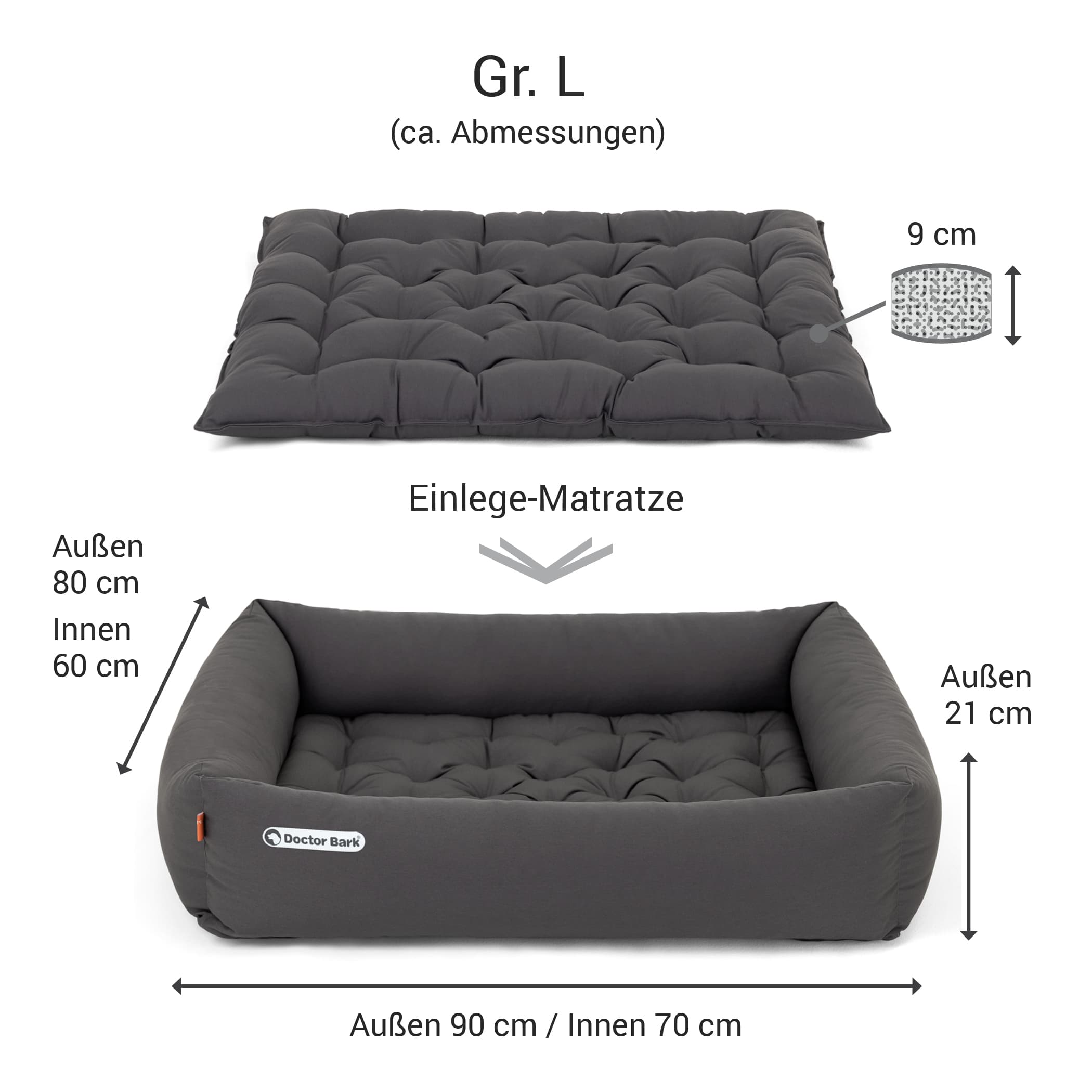 Orthopädisches Hundebett | Grau | L