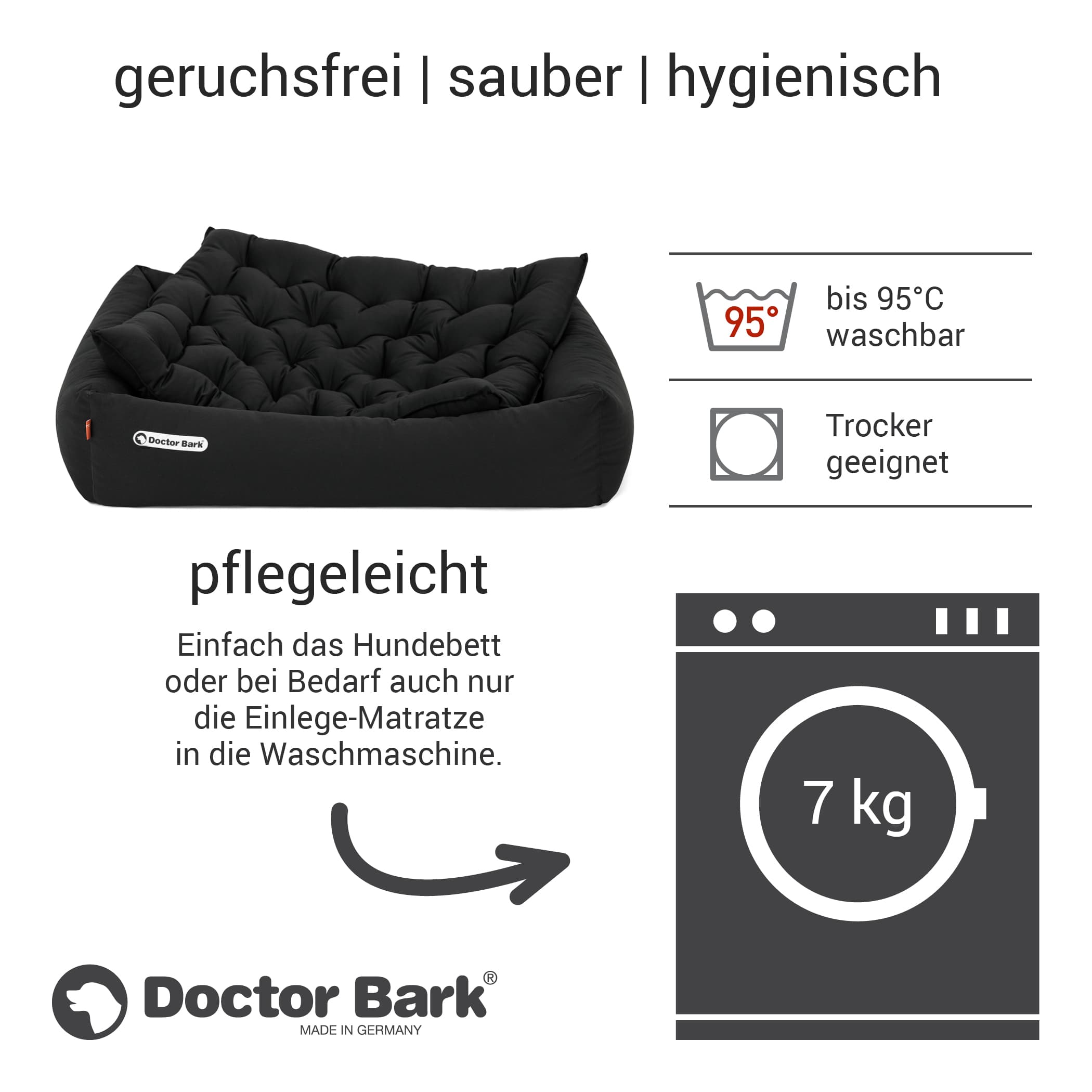 Orthopädisches Hundebett | Schwarz | L