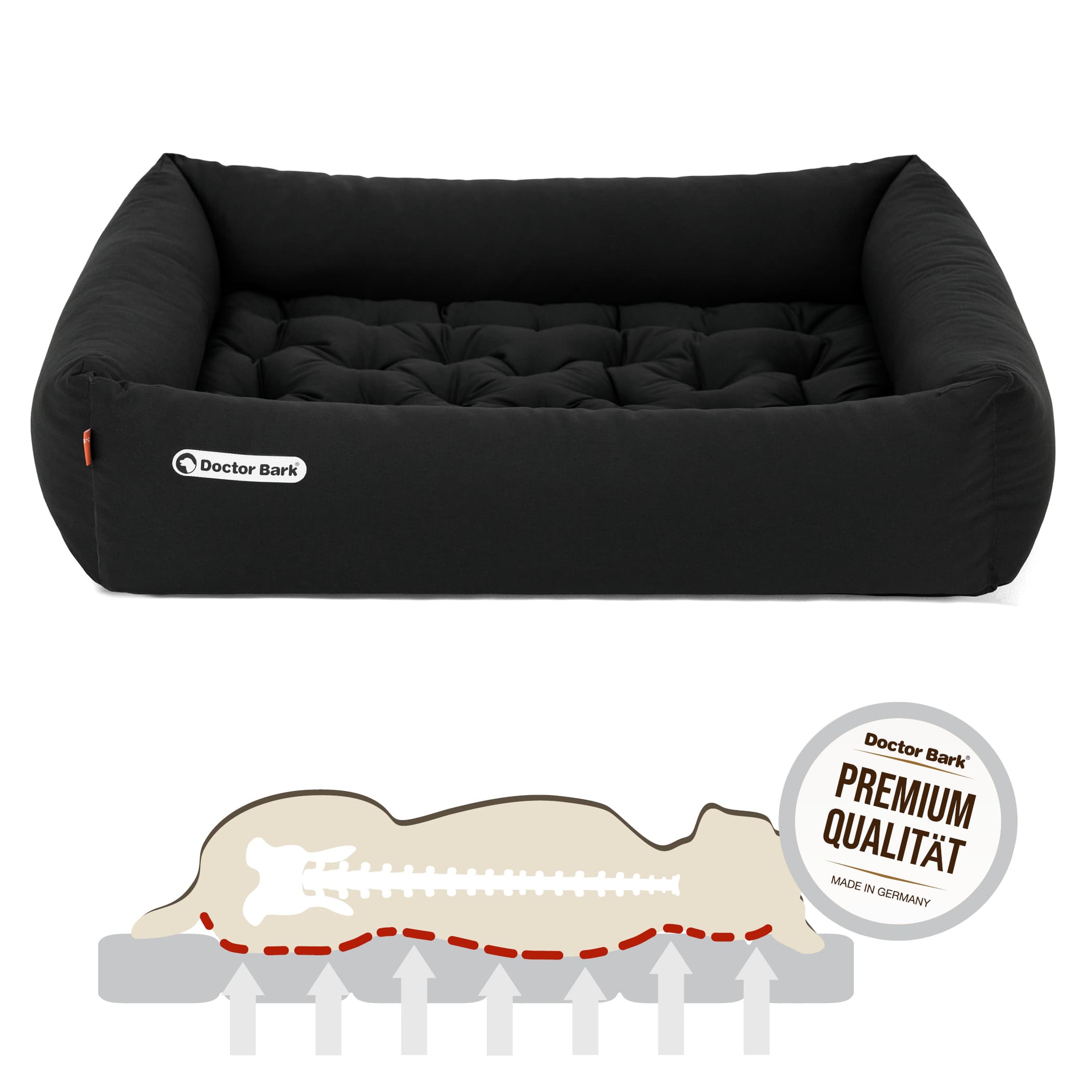 Orthopädisches Hundebett | Schwarz | L