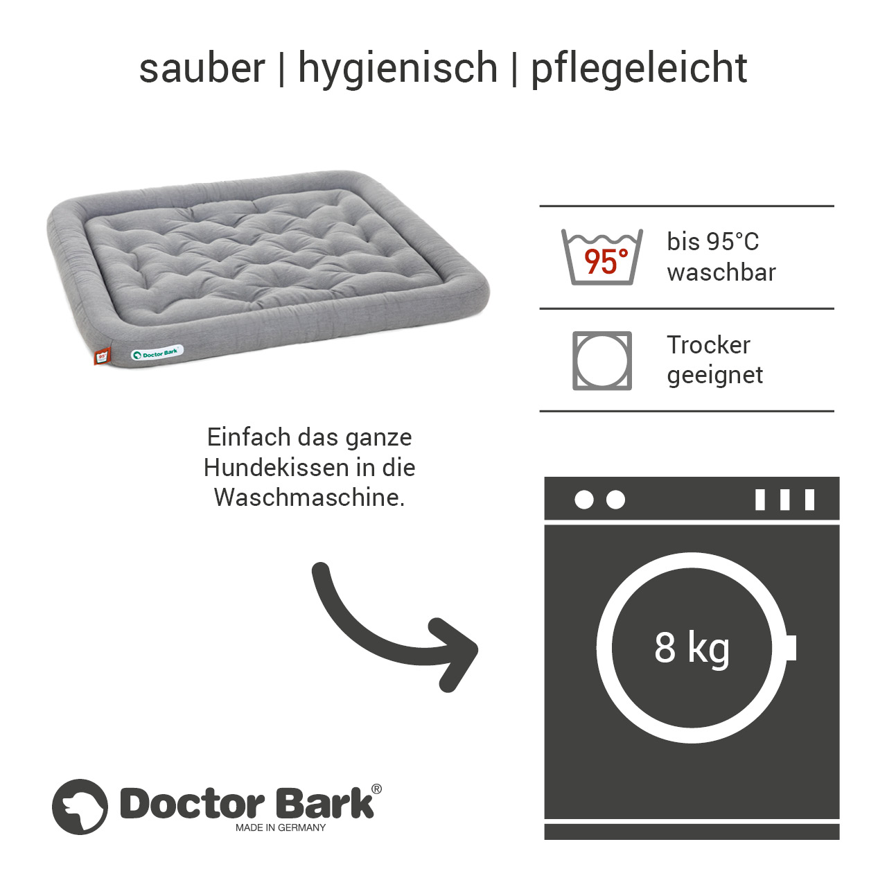 Lounge-Hundekissen / Hundebett orthopädisch Doctor Bark waschbar hellgrau - Gr. XL