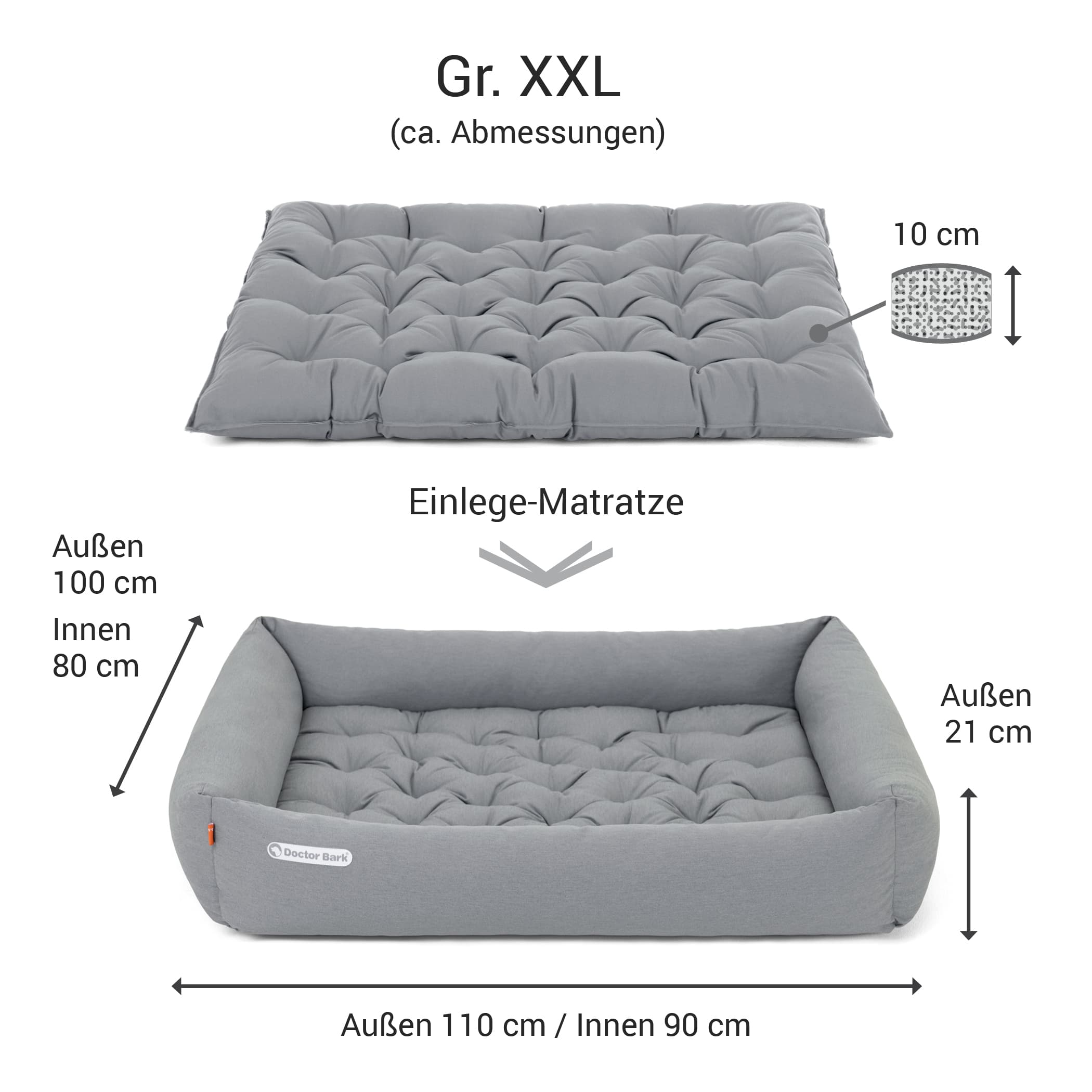 Orthopädisches Hundebett | Hellgrau | XXL