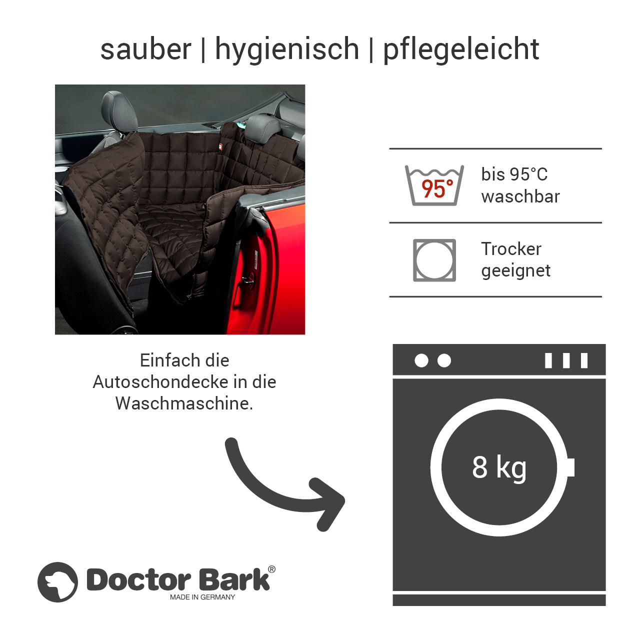 Doctor Bark - Autoschondecke für Hunde - Rückbank 2-Türer / Cabrio Gr. L - braun