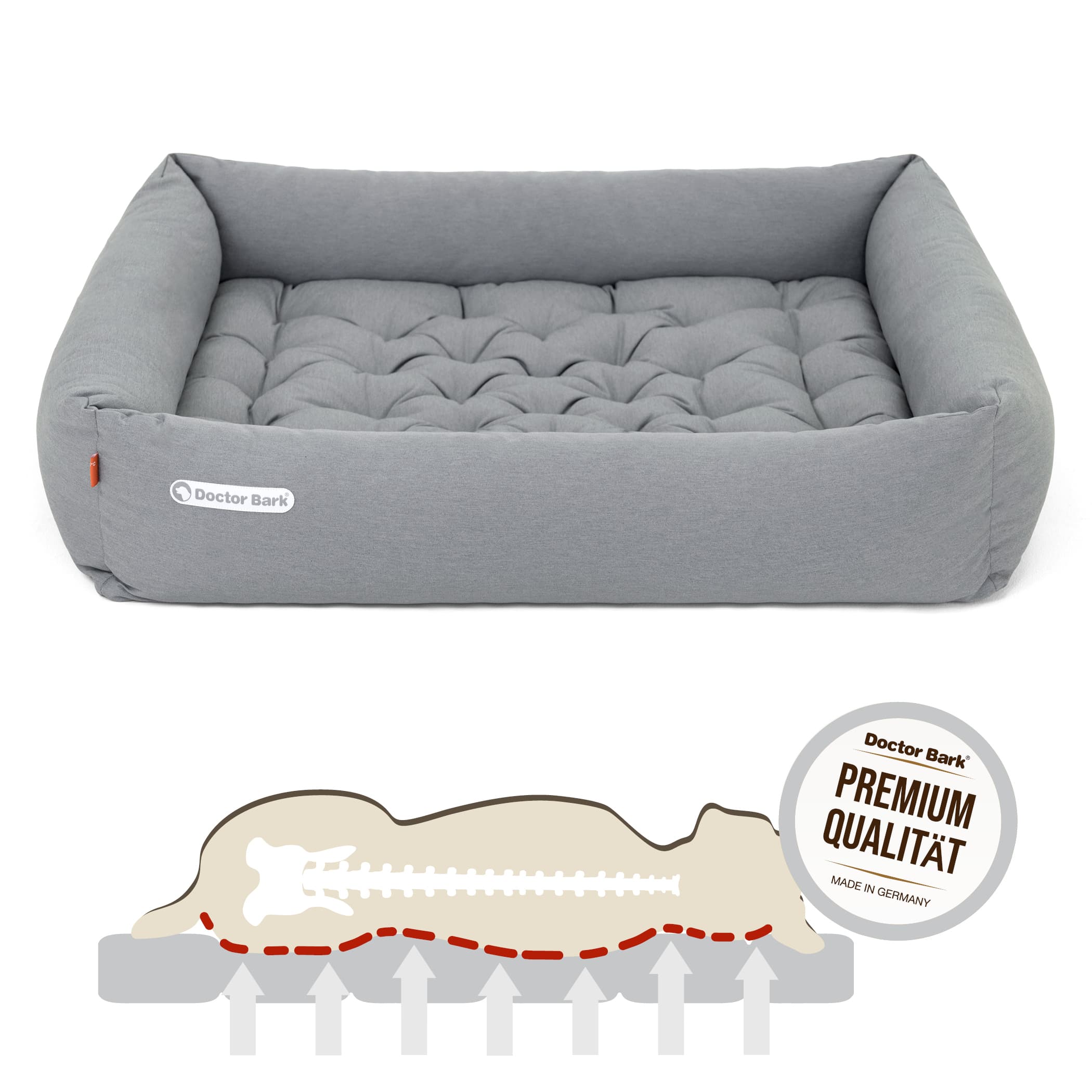 Orthopädisches Hundebett | Hellgrau | XL