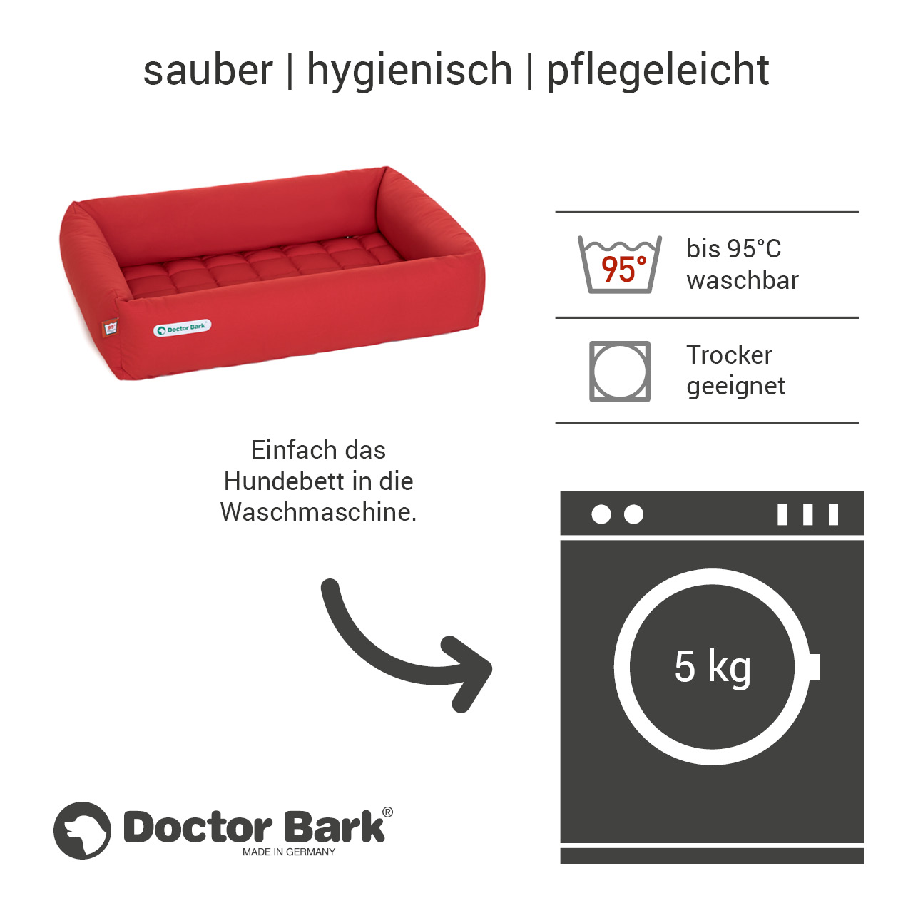 eckiges Doctor Bark Hundebett mit Rand Gr. L - tomate (rot) eckiges Doctor Bark Hundebett mit Rand Gr. L - tomate (rot)