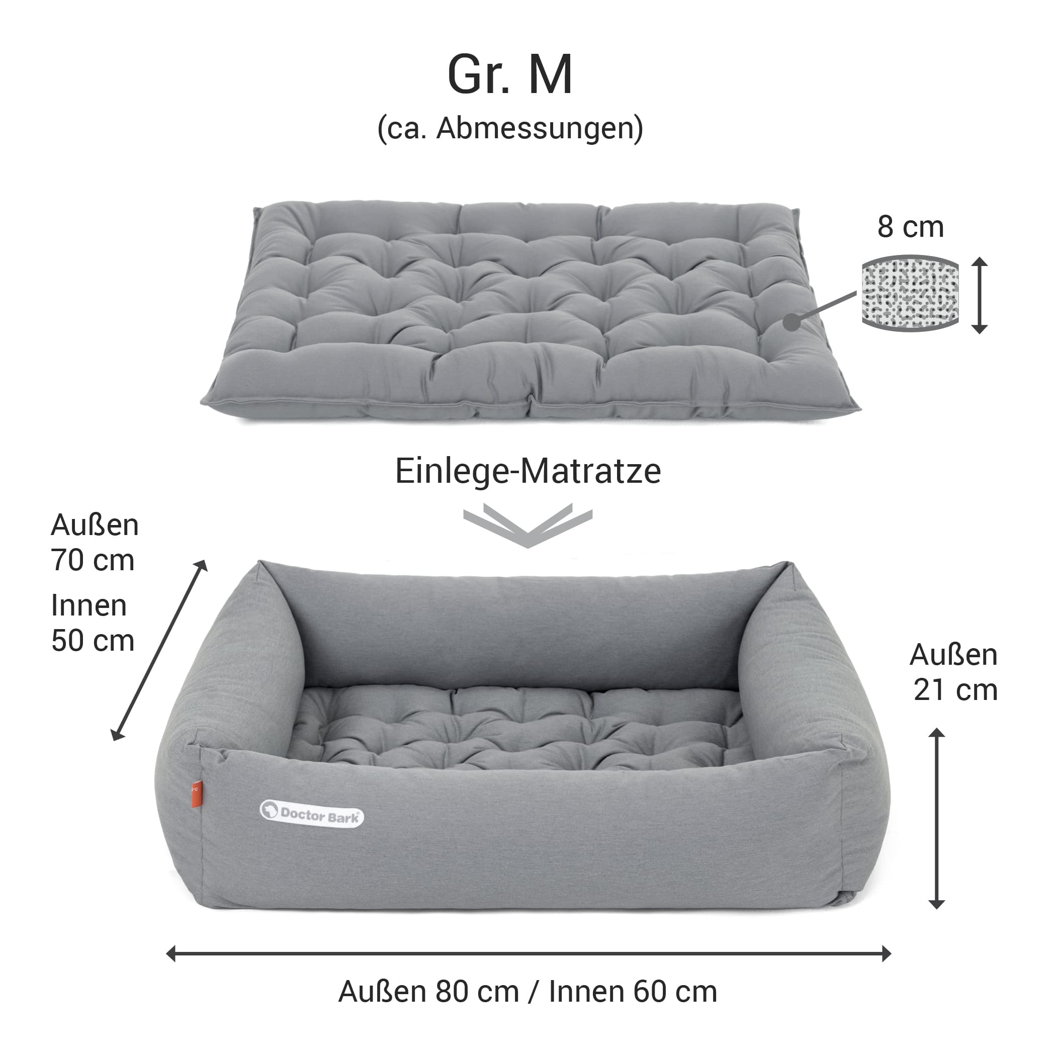 Orthopädisches Hundebett | Hellgrau | M