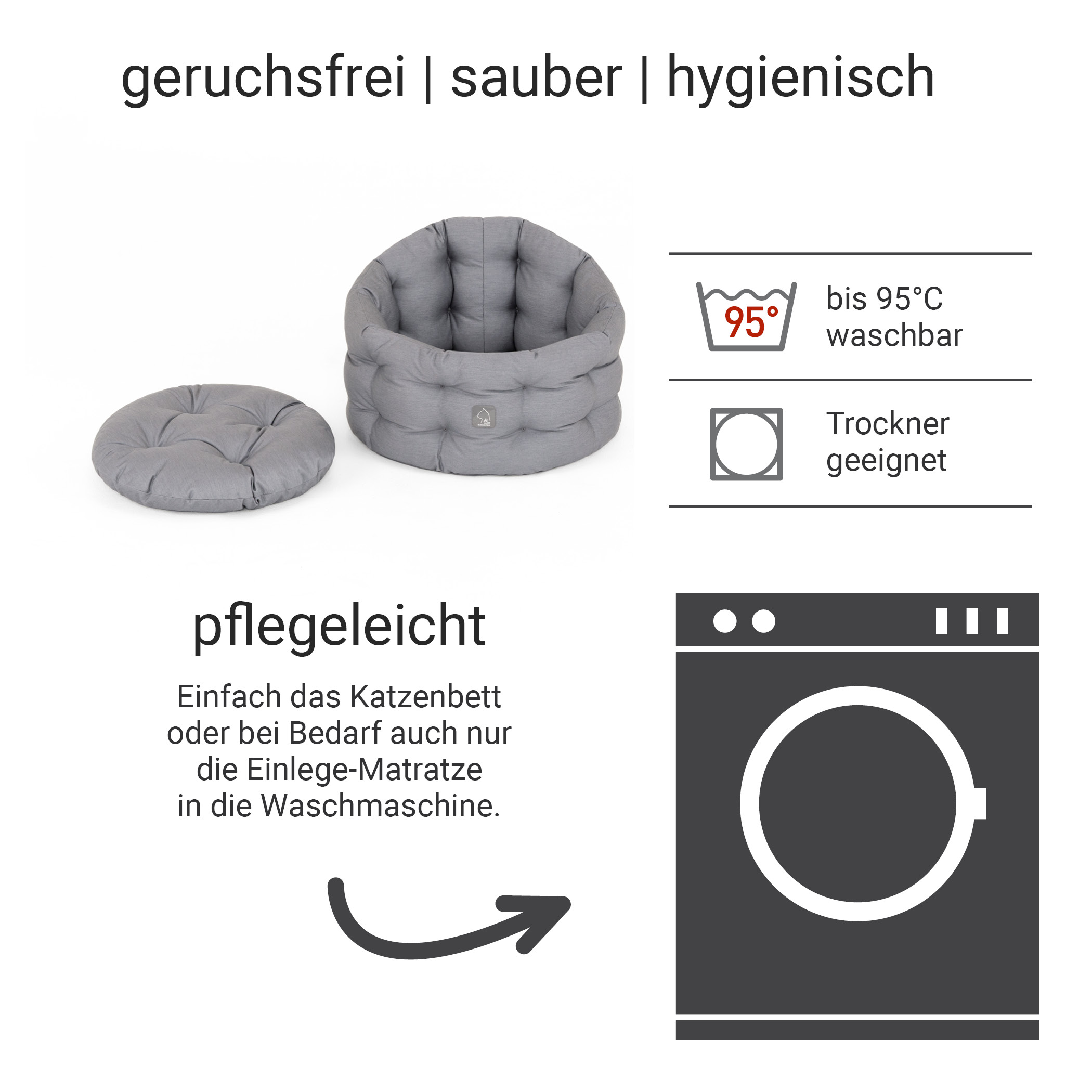 Katzenbett Deluxe | Katze | Hellgrau