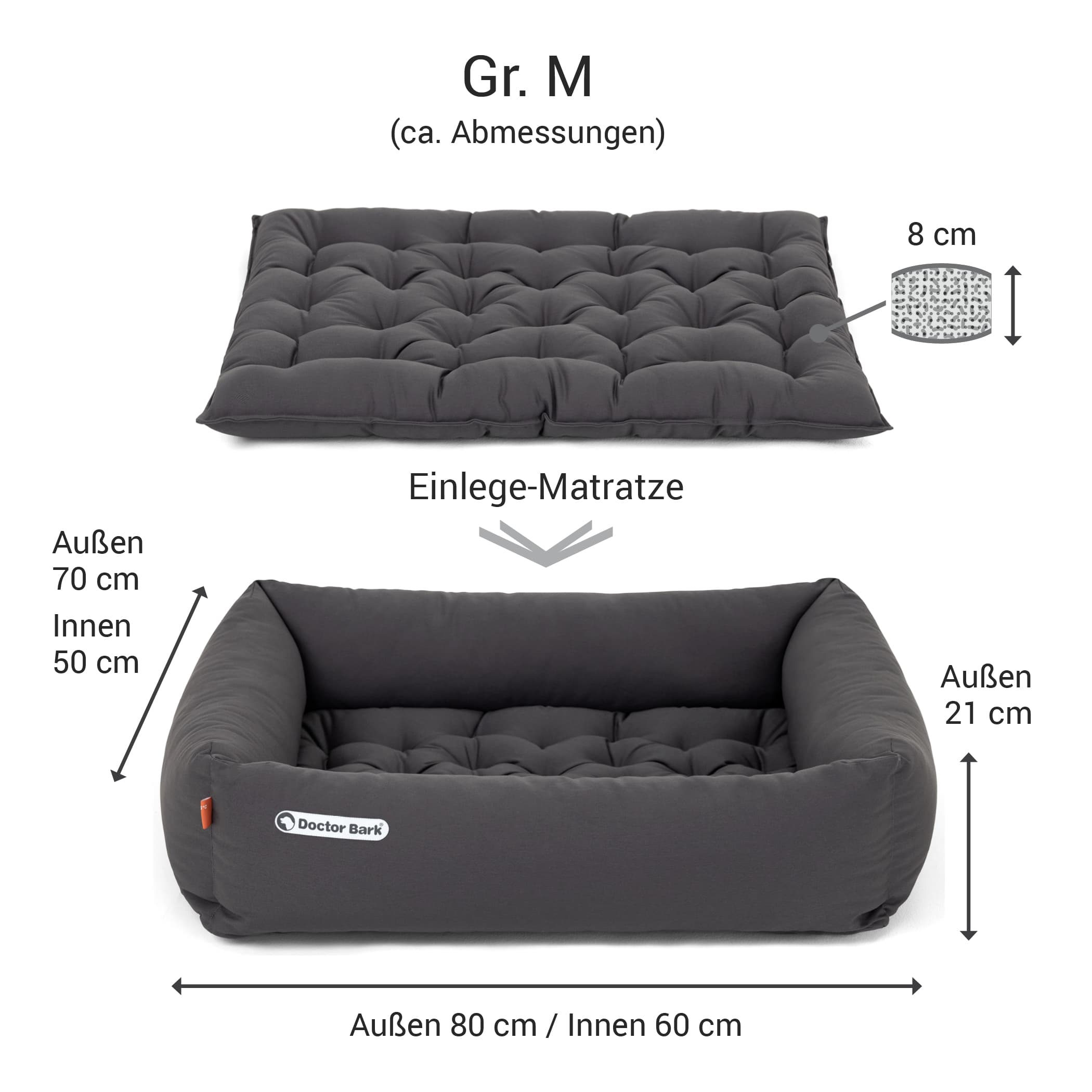 Orthopedic Dog Bed Grey Size M