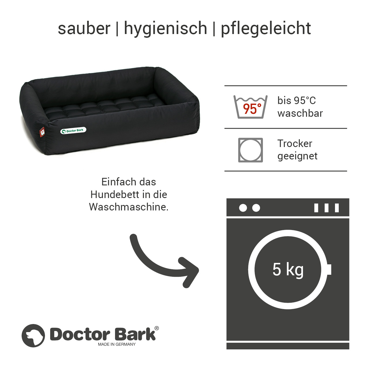 eckiges Doctor Bark Hundebett mit Rand Gr. L - schwarz eckiges Doctor Bark Hundebett mit Rand Gr. L - schwarz