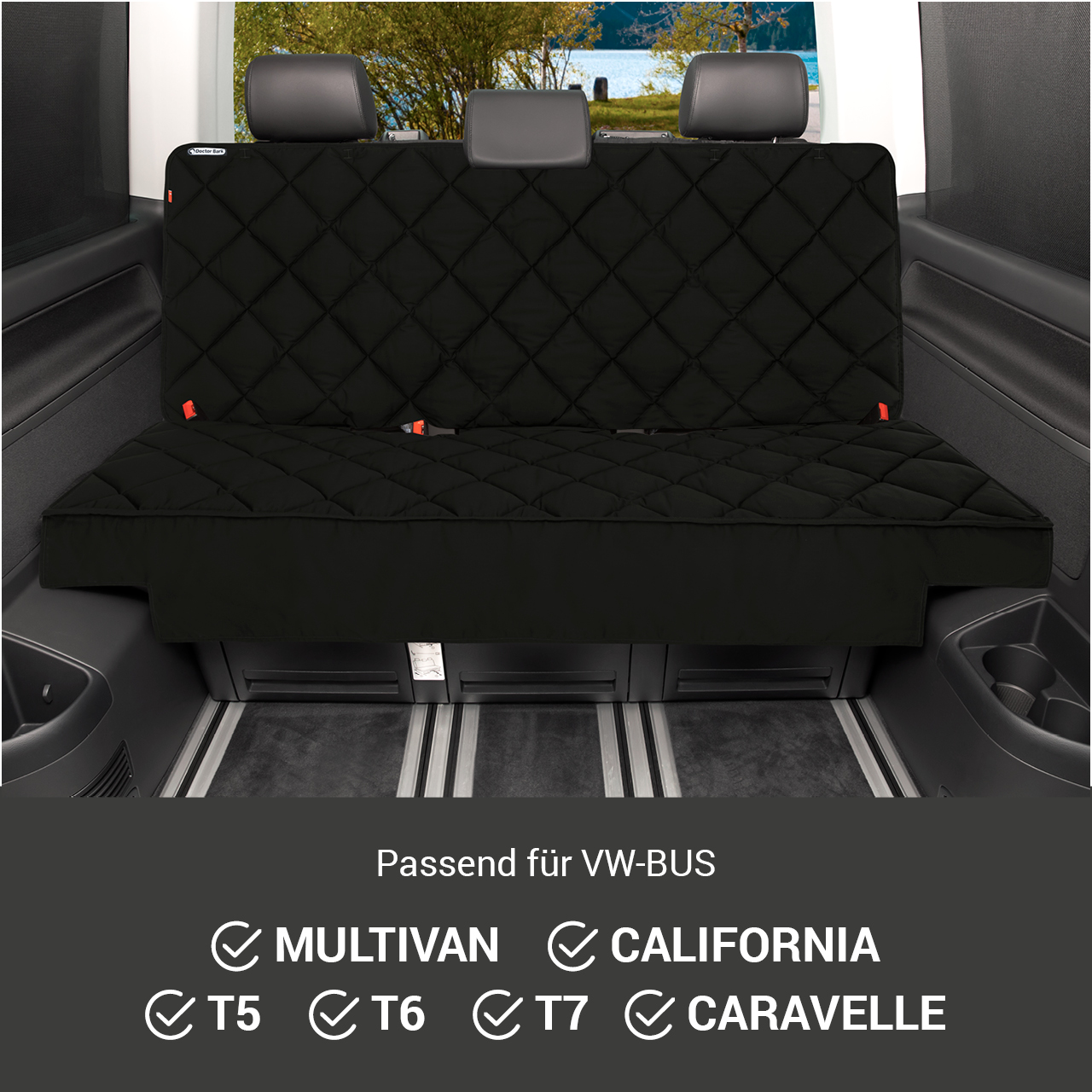 3-Sitz Auto-Sitzauflage VW Multivan - Schwarz